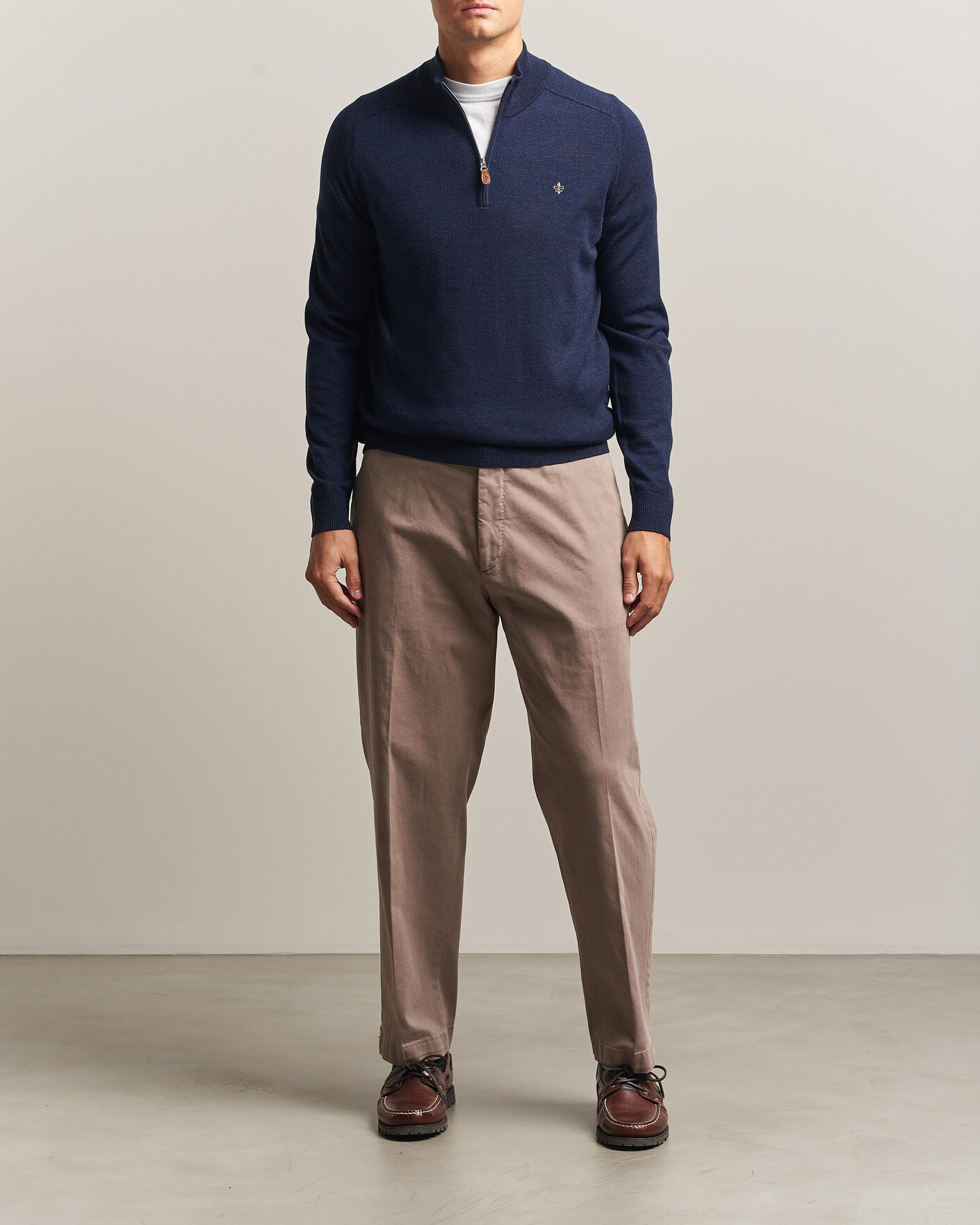 Uomini | Maglieria | Morris | John Merino Half Zip Ocean Blue