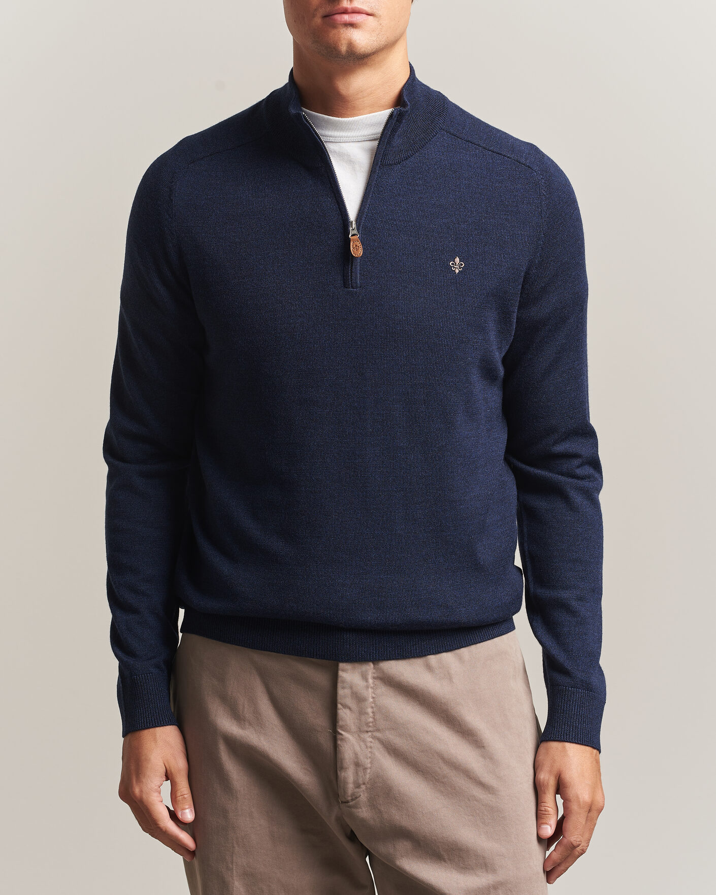 Uomini | Maglieria | Morris | John Merino Half Zip Ocean Blue