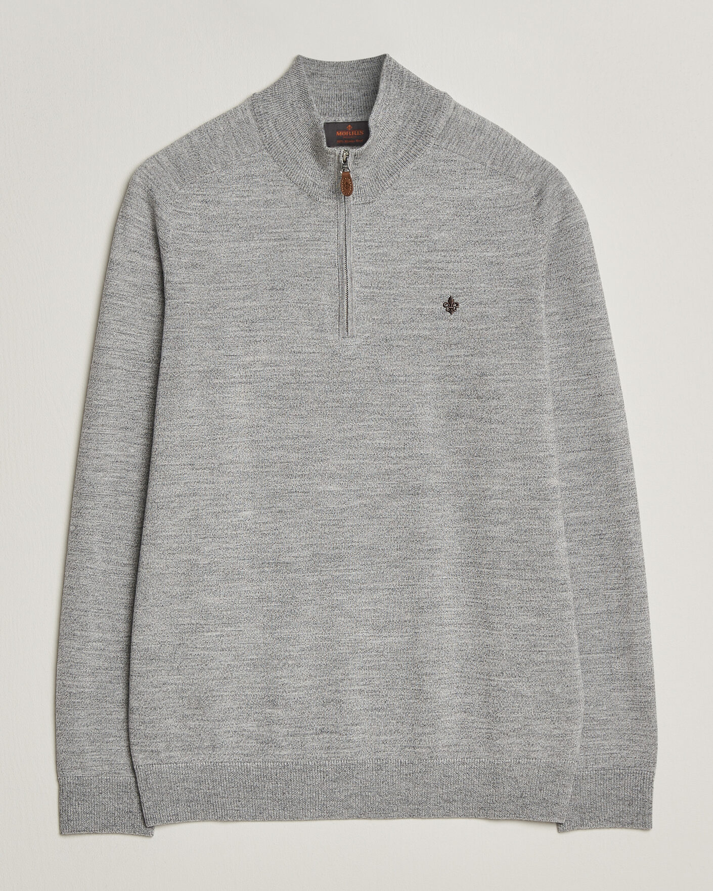 Uomini | Maglieria | Morris | John Merino Half Zip Mid Grey