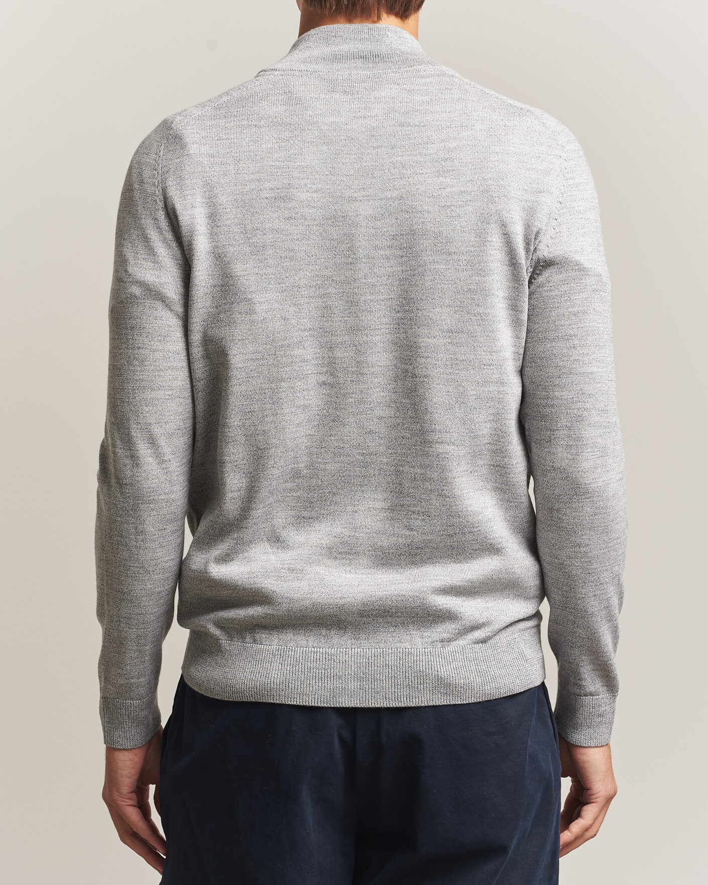 Uomini | Maglieria | Morris | John Merino Half Zip Mid Grey