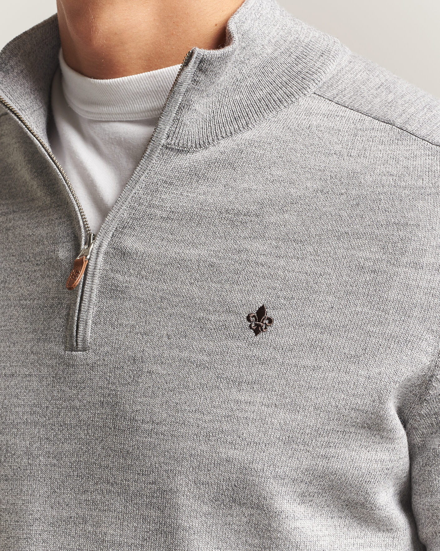 Uomini | Maglieria | Morris | John Merino Half Zip Mid Grey