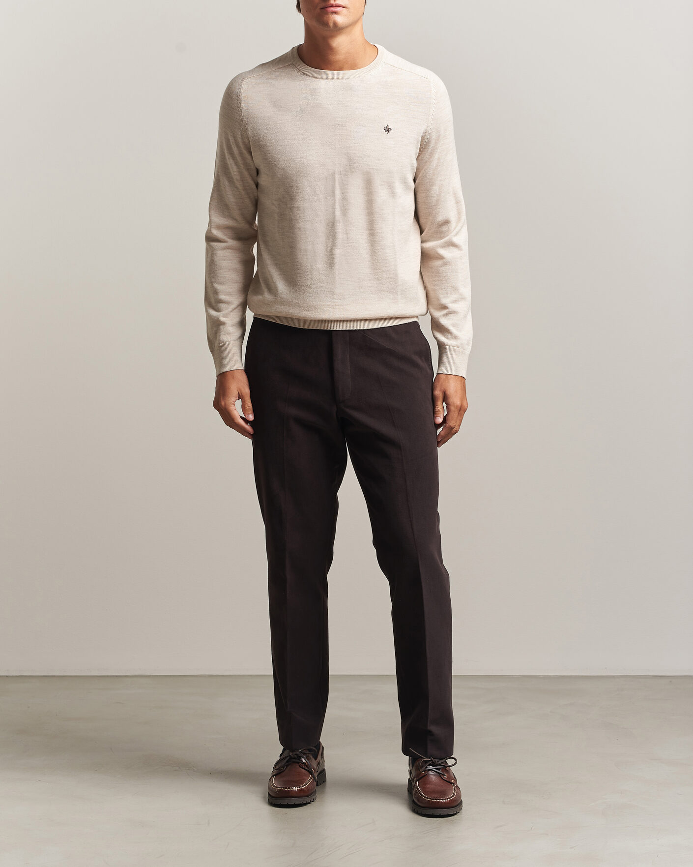 Uomini | Maglieria | Morris | Merino O-Neck Off White