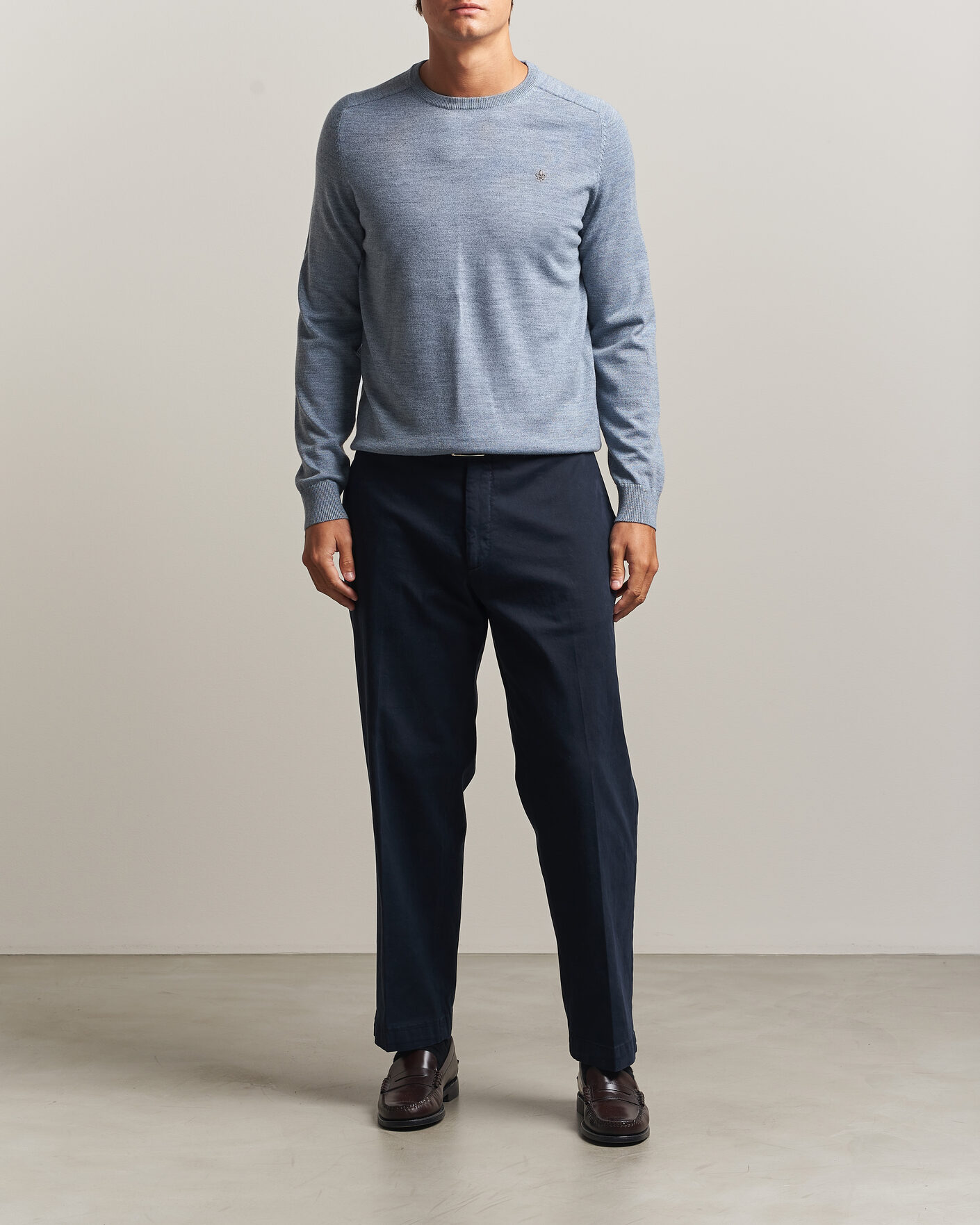 Uomini | Maglieria | Morris | Merino O-Neck Light Blue