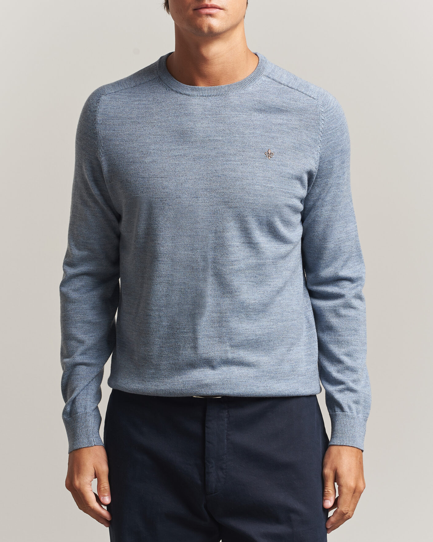 Uomini | Maglieria | Morris | Merino O-Neck Light Blue