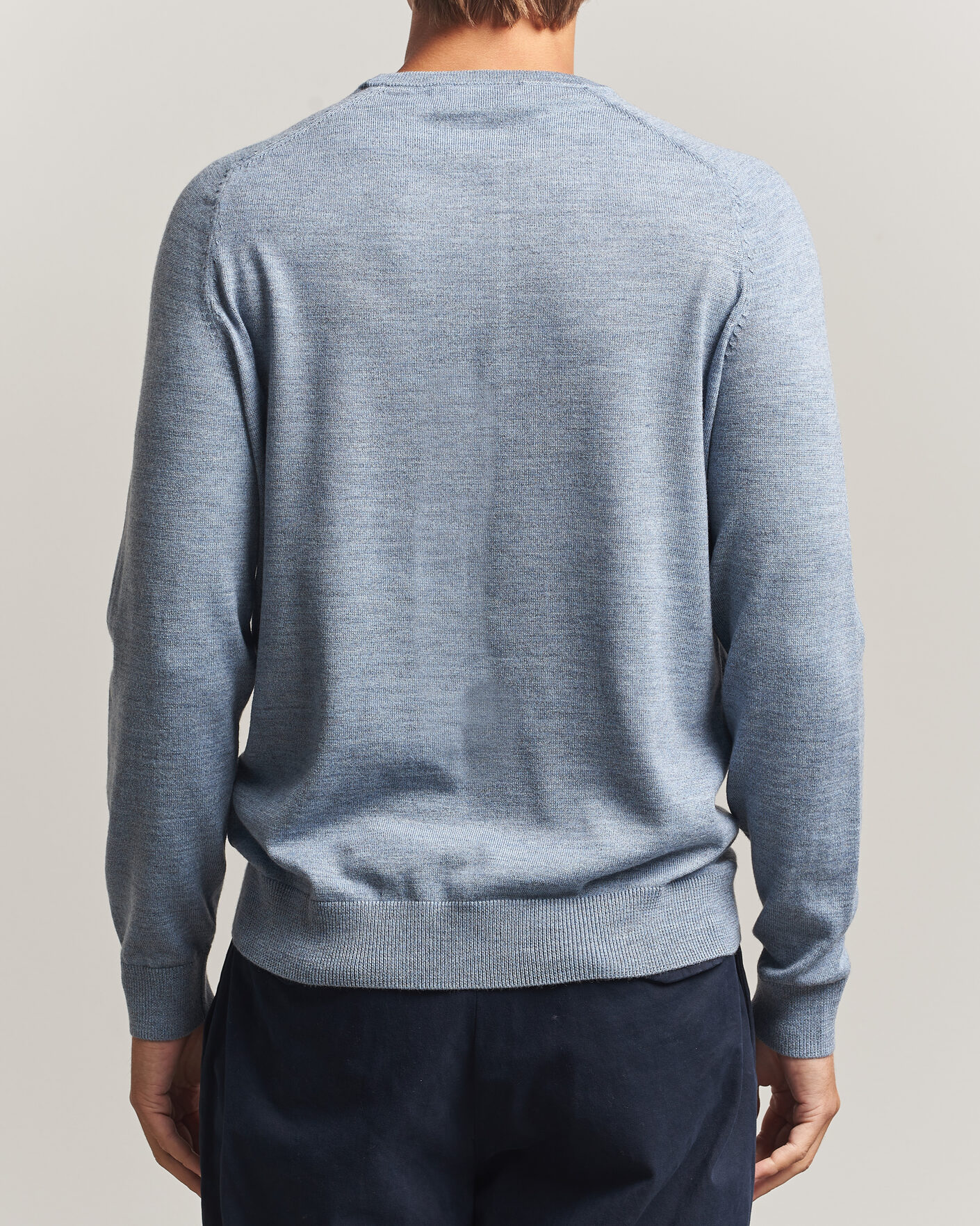 Uomini | Maglieria | Morris | Merino O-Neck Light Blue