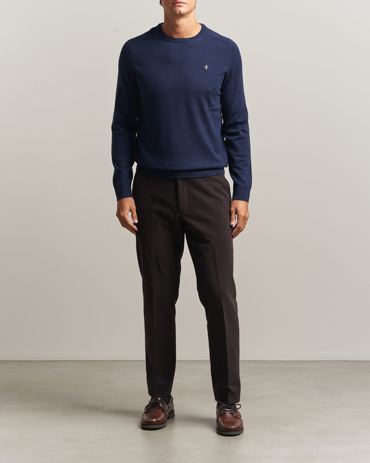 Uomini | Maglieria | Morris | Merino O-Neck Navy