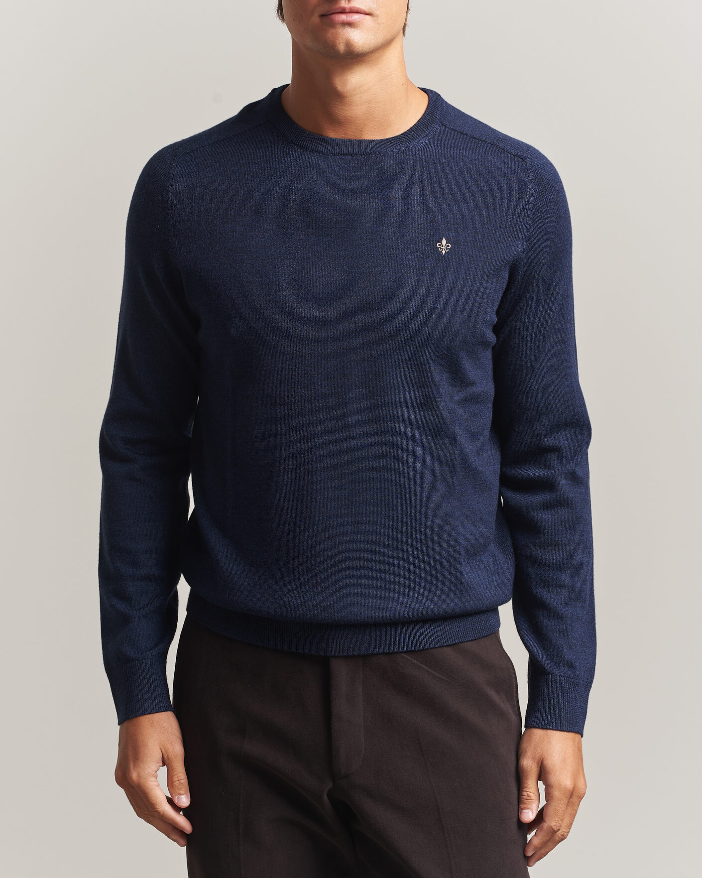 Uomini | Maglieria | Morris | Merino O-Neck Navy