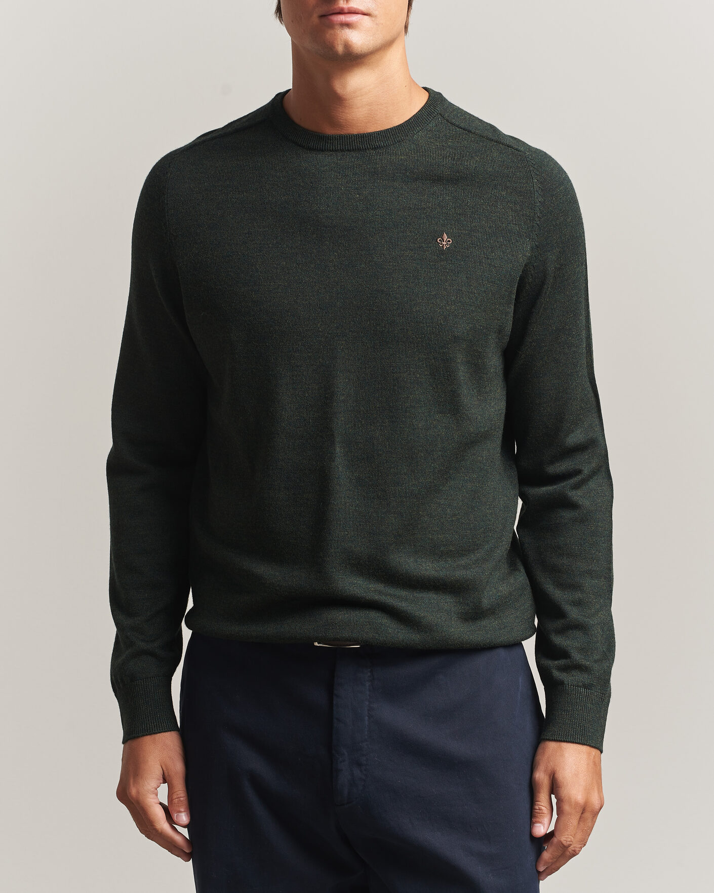 Uomini | Maglieria | Morris | Merino O-Neck Olive
