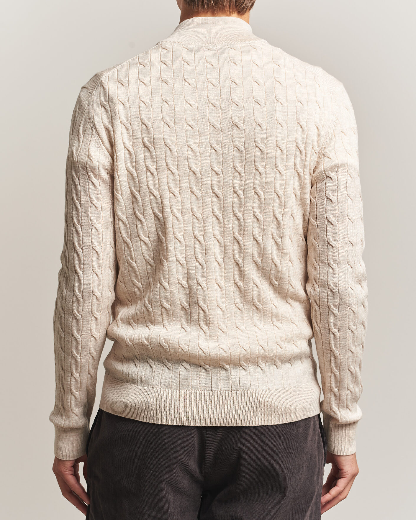 Uomini | Maglieria | Morris | Merino Cable Half Zip Off White