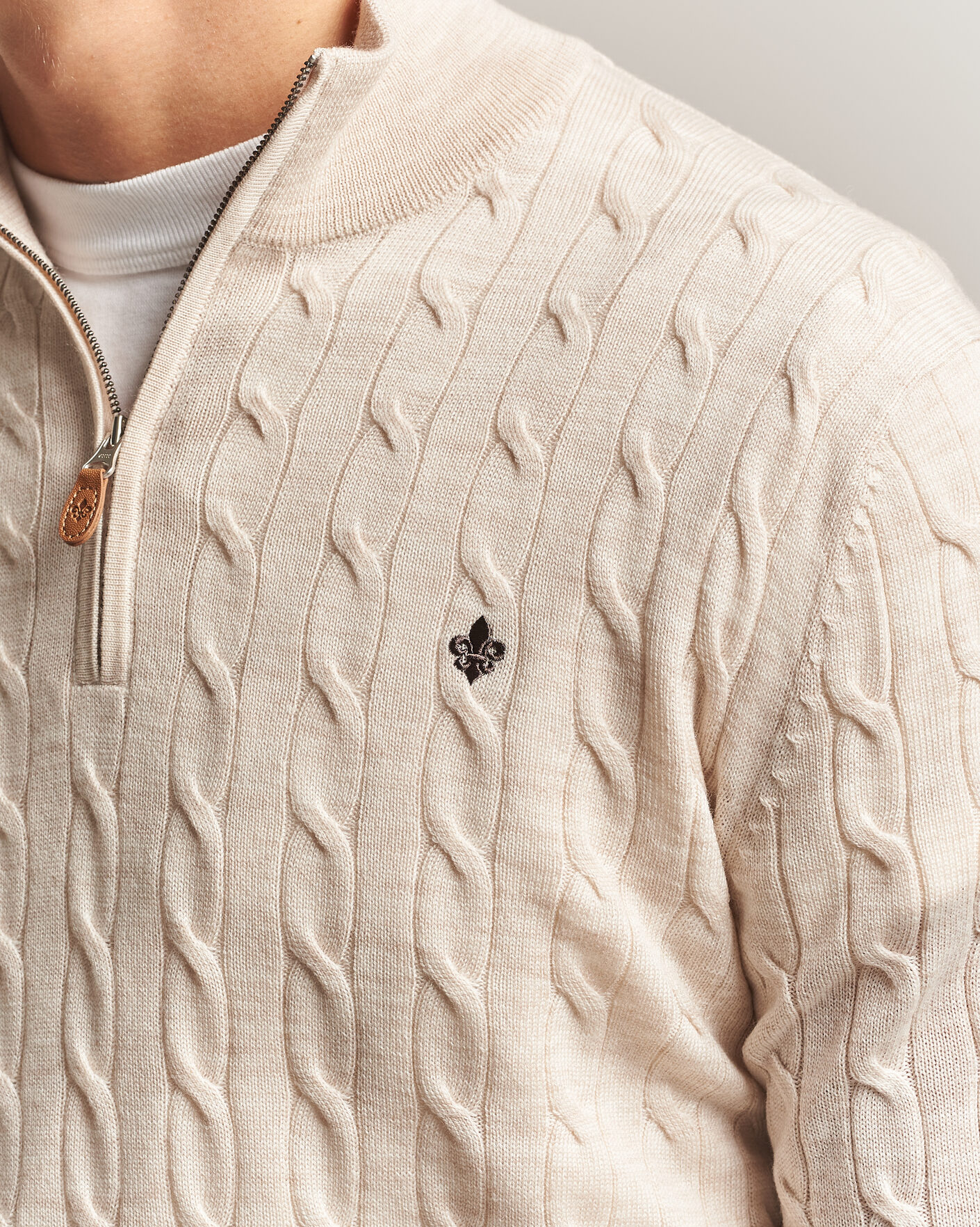 Uomini | Maglieria | Morris | Merino Cable Half Zip Off White