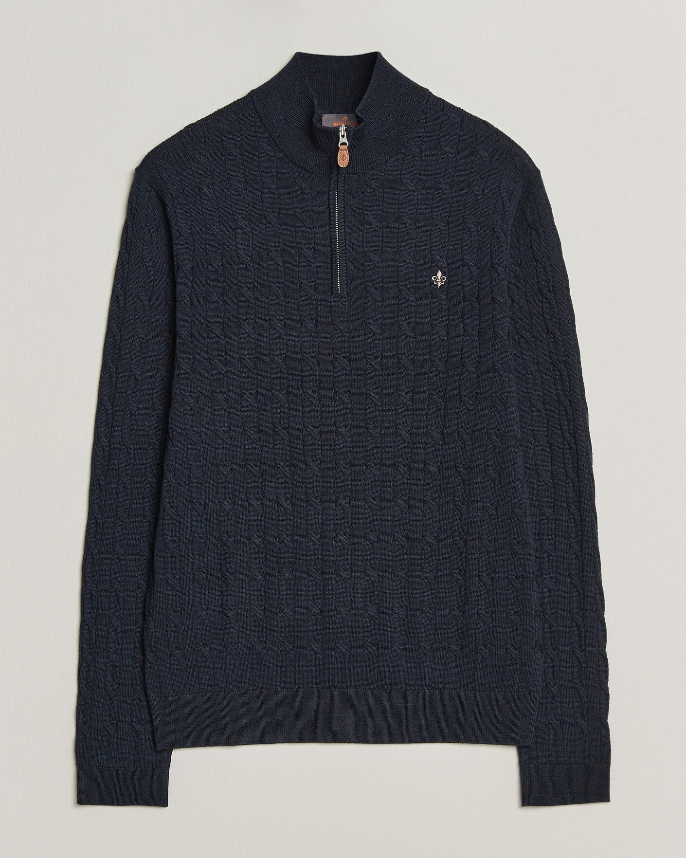 Uomini | Maglieria | Morris | Merino Cable Half Zip Navy