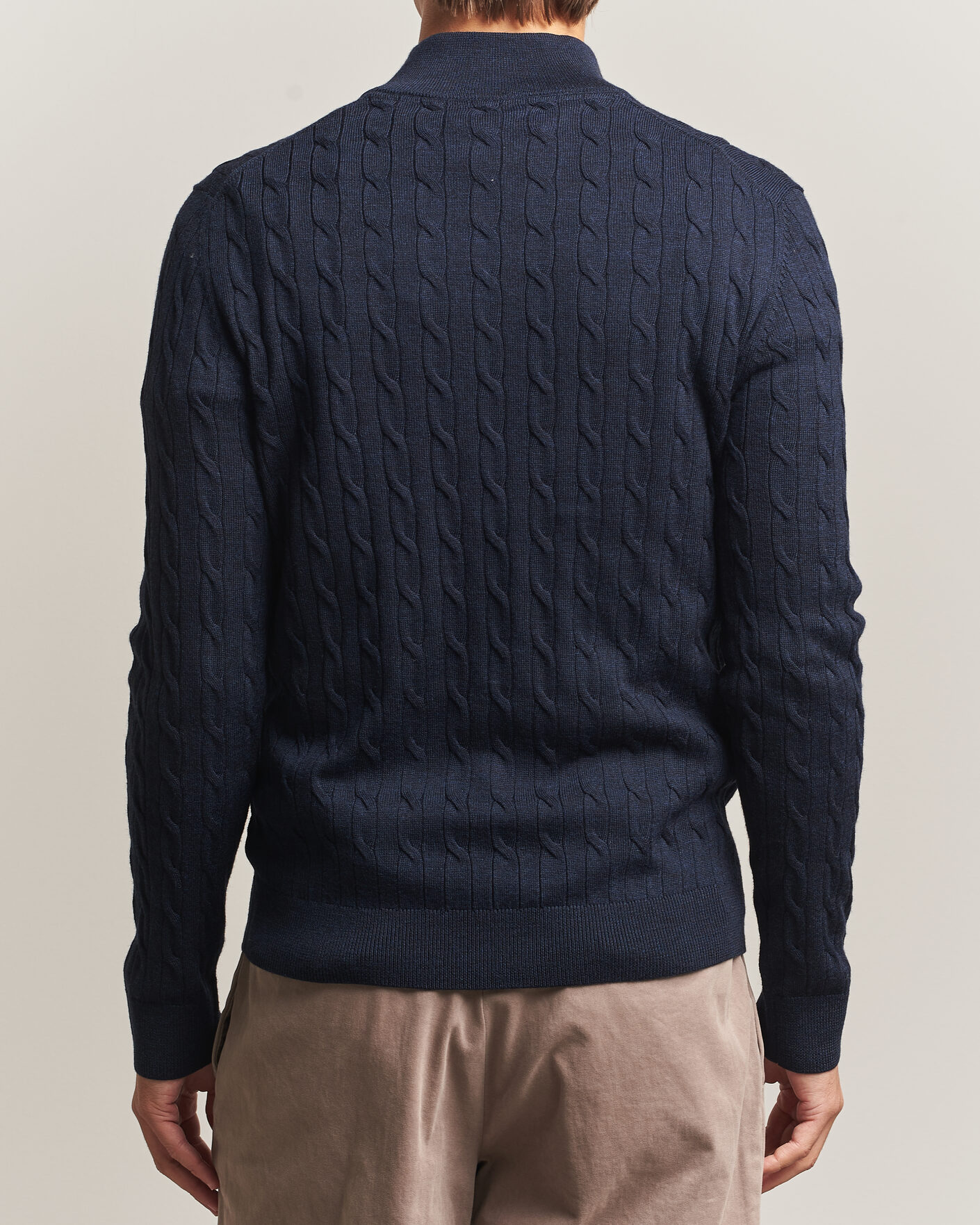 Uomini | Maglieria | Morris | Merino Cable Half Zip Navy
