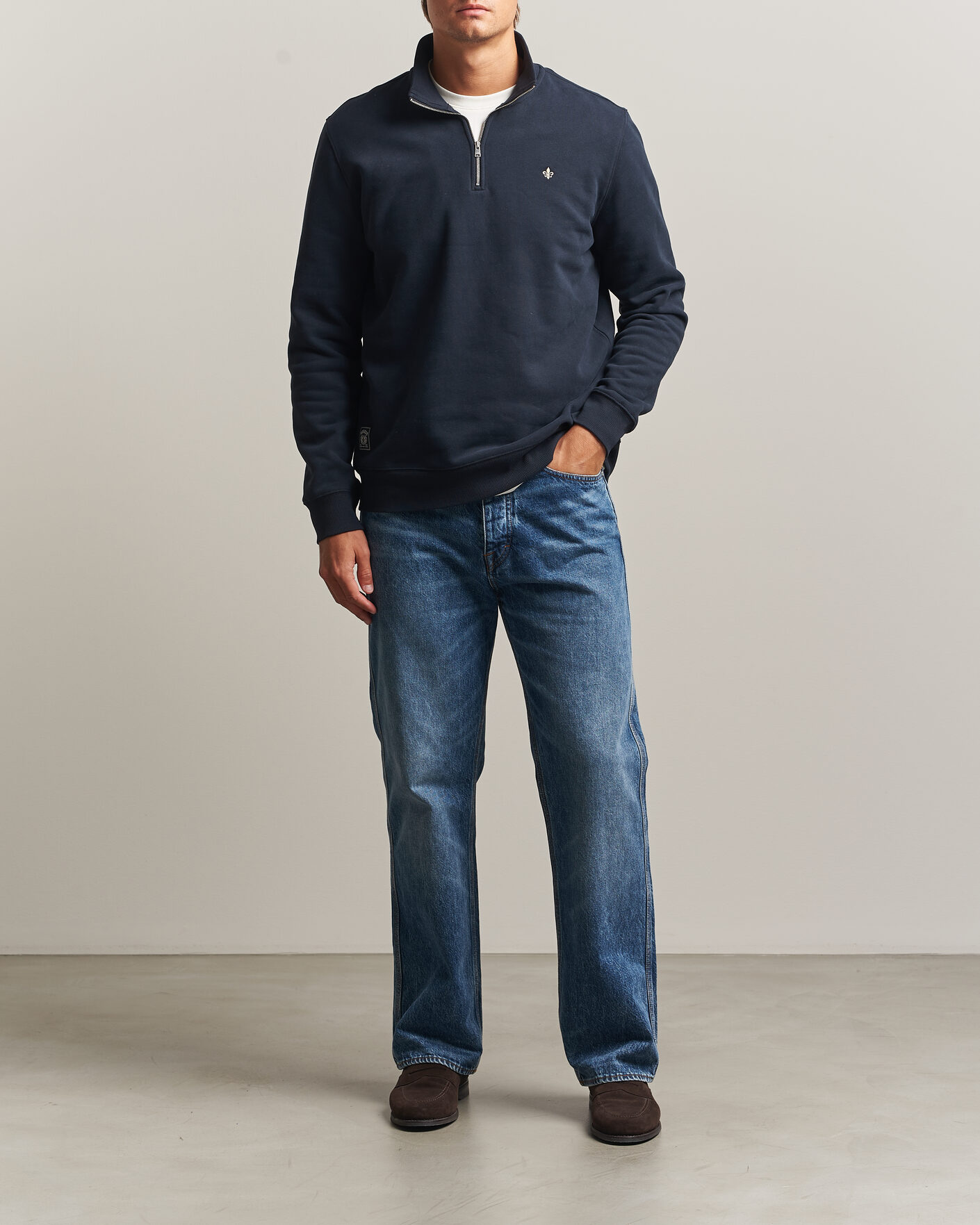 Uomini | Maglieria | Morris | Brandon Lily Half Zip Old Blue