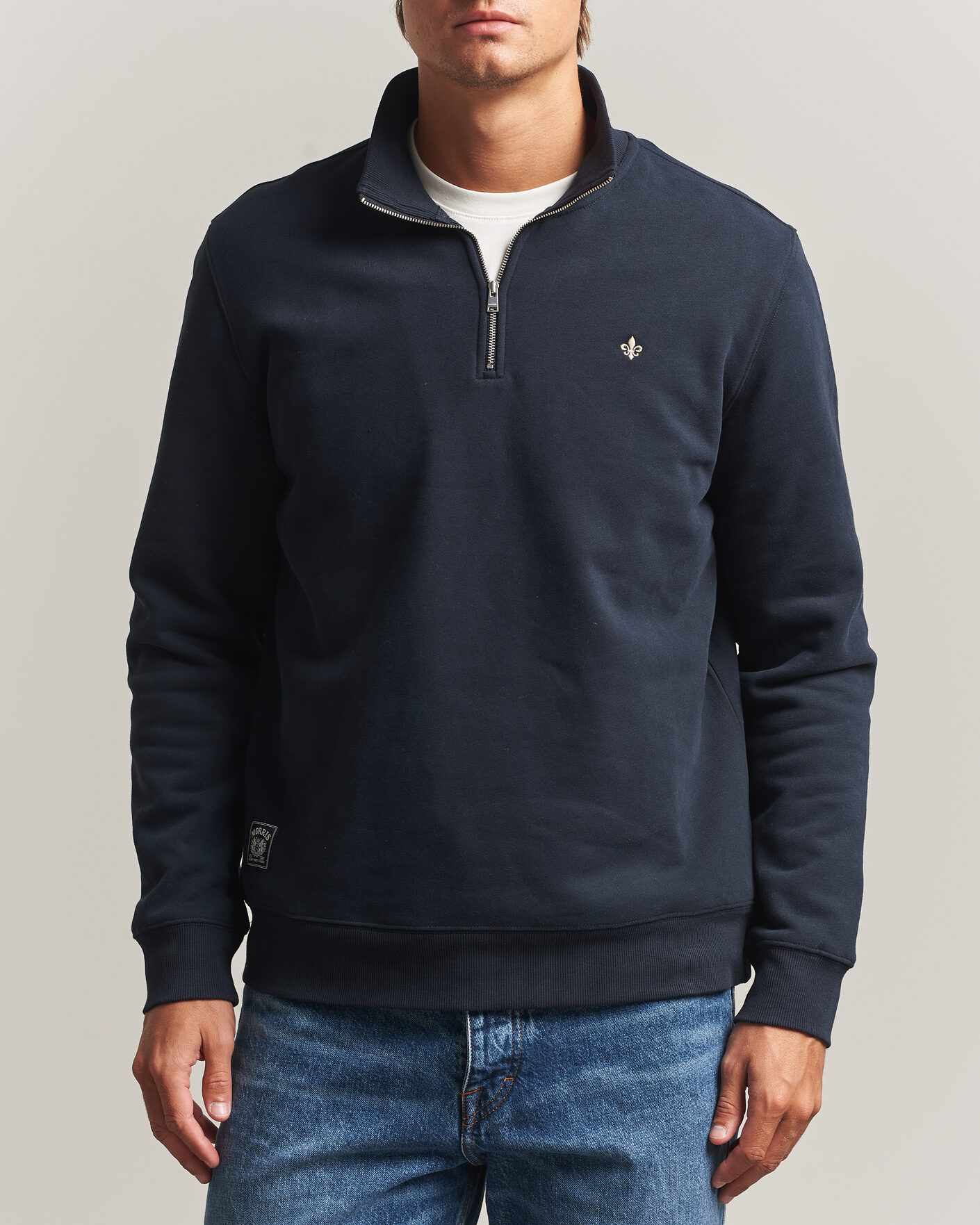Uomini | Maglieria | Morris | Brandon Lily Half Zip Old Blue