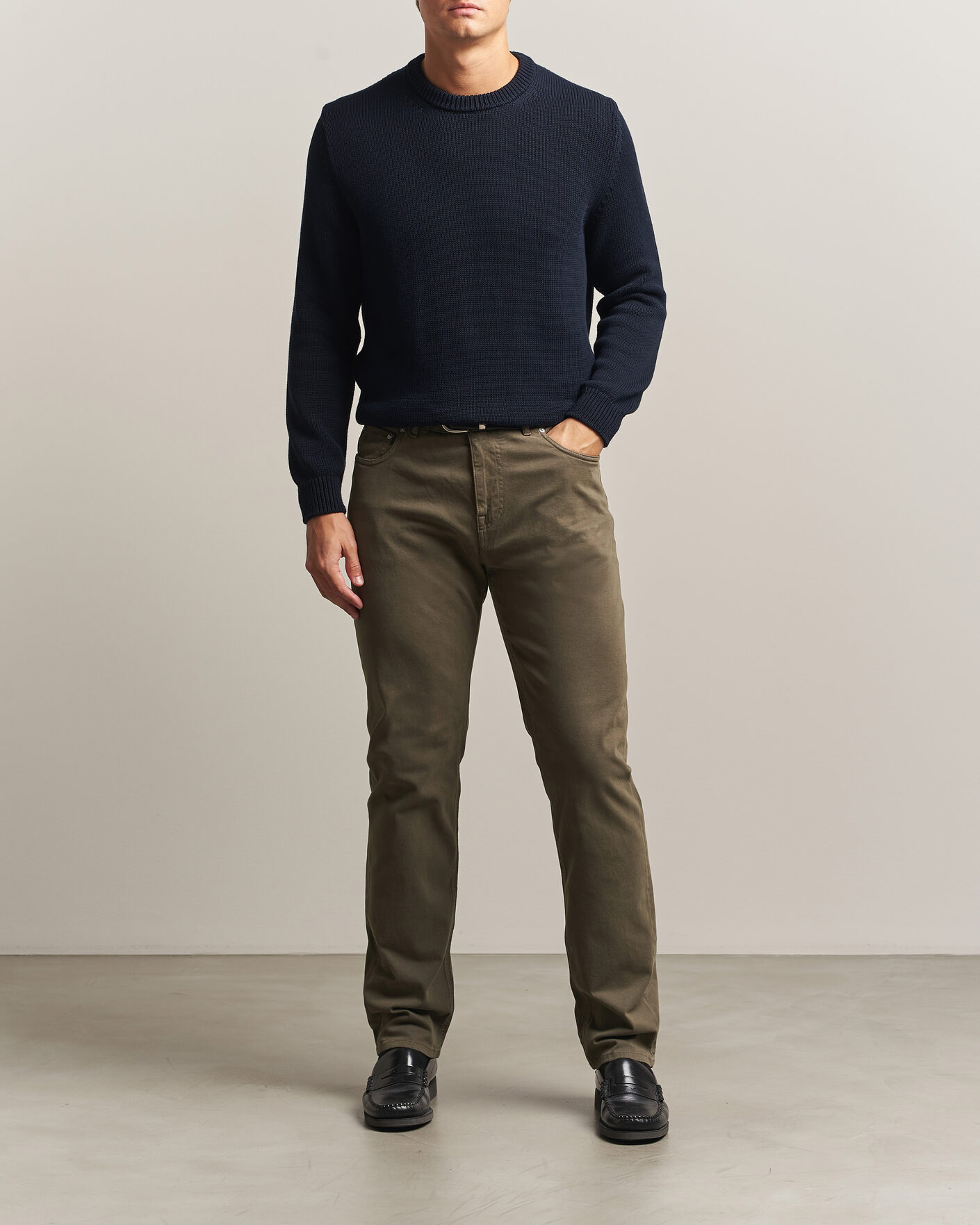 Uomini | Pantaloni | Morris | James Brushed 5-Pocket Pant Olive