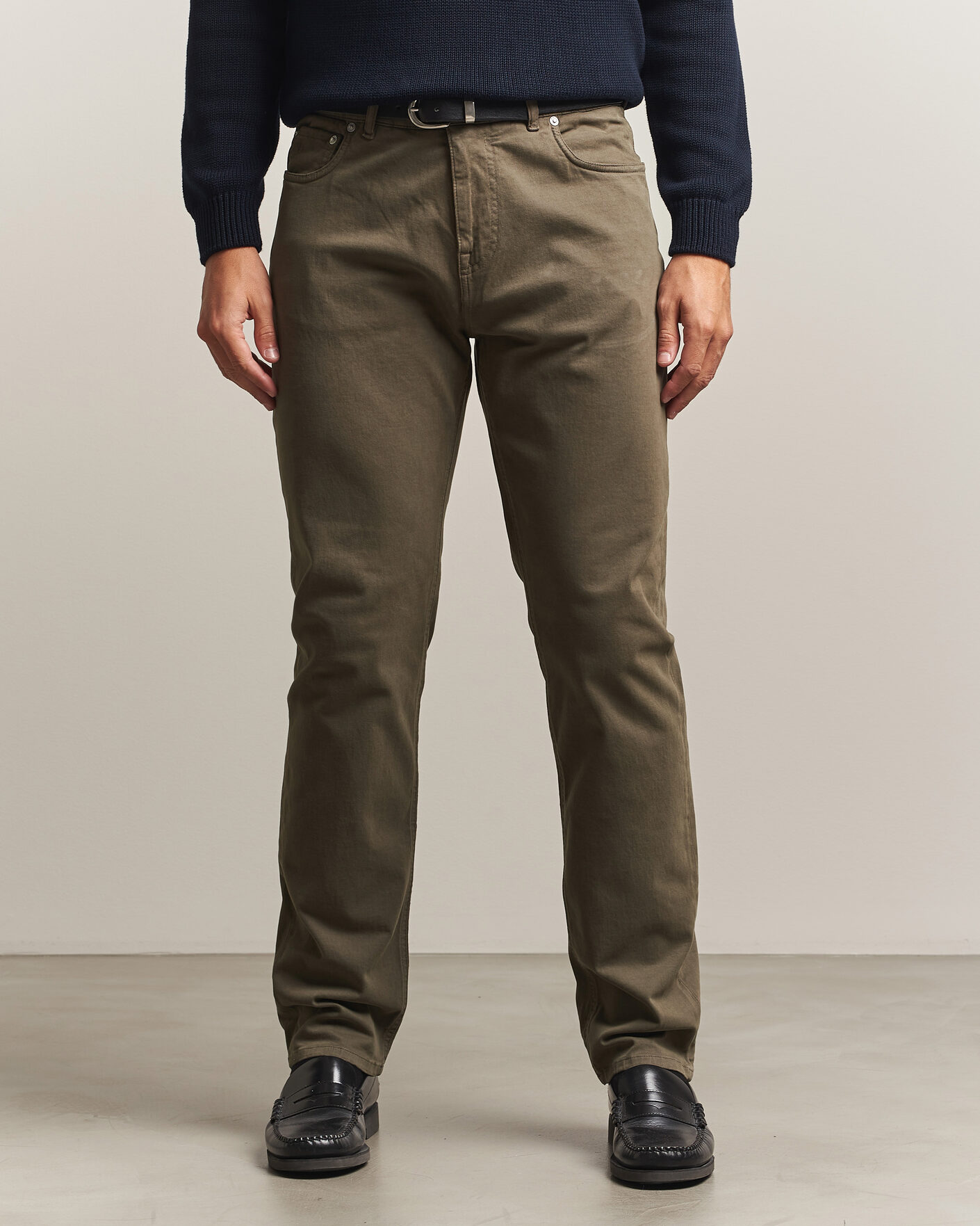 Uomini | Pantaloni | Morris | James Brushed 5-Pocket Pant Olive
