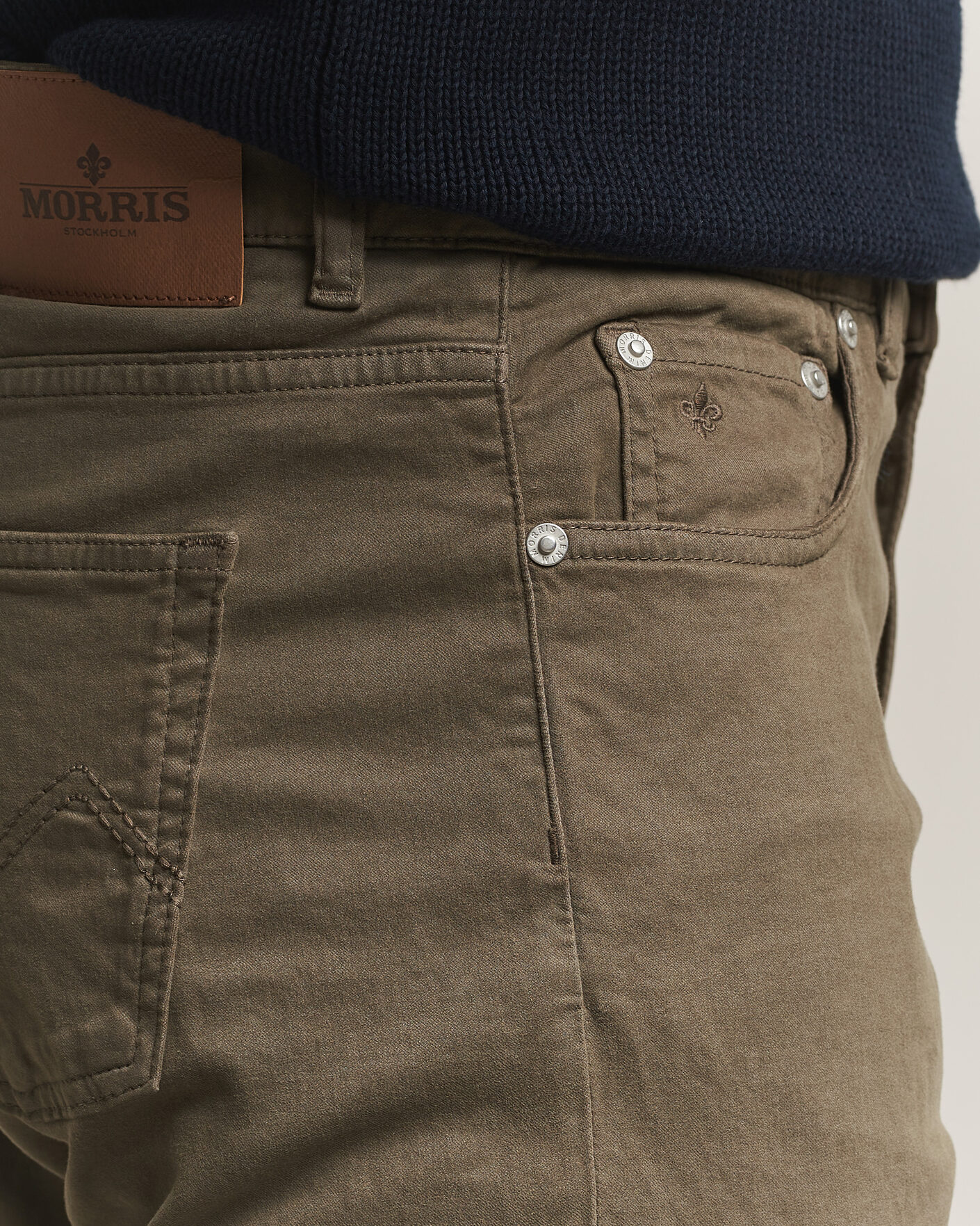 Uomini | Pantaloni | Morris | James Brushed 5-Pocket Pant Olive