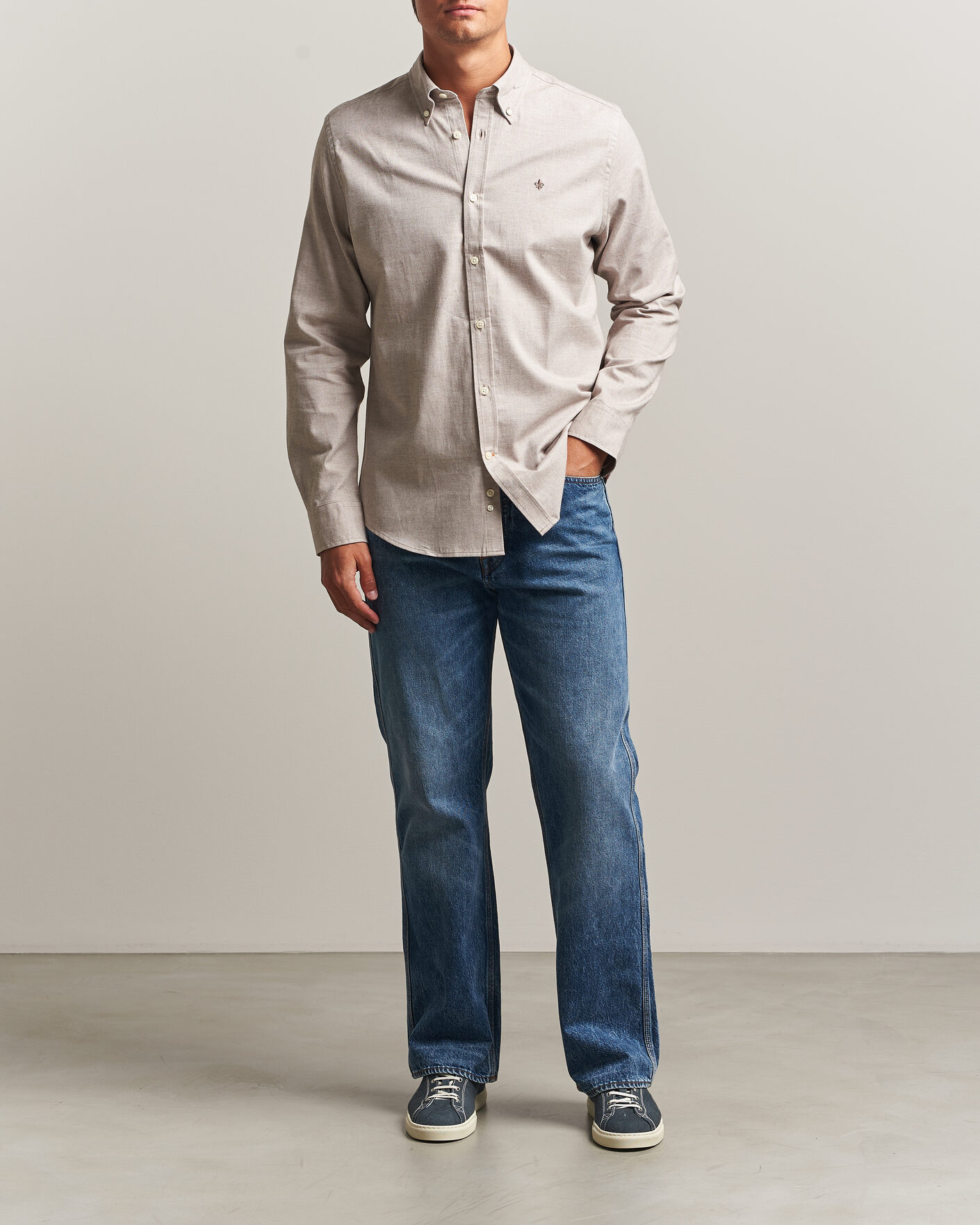 Uomini | Camicie | Morris | Watts Flannel Shirt Khaki