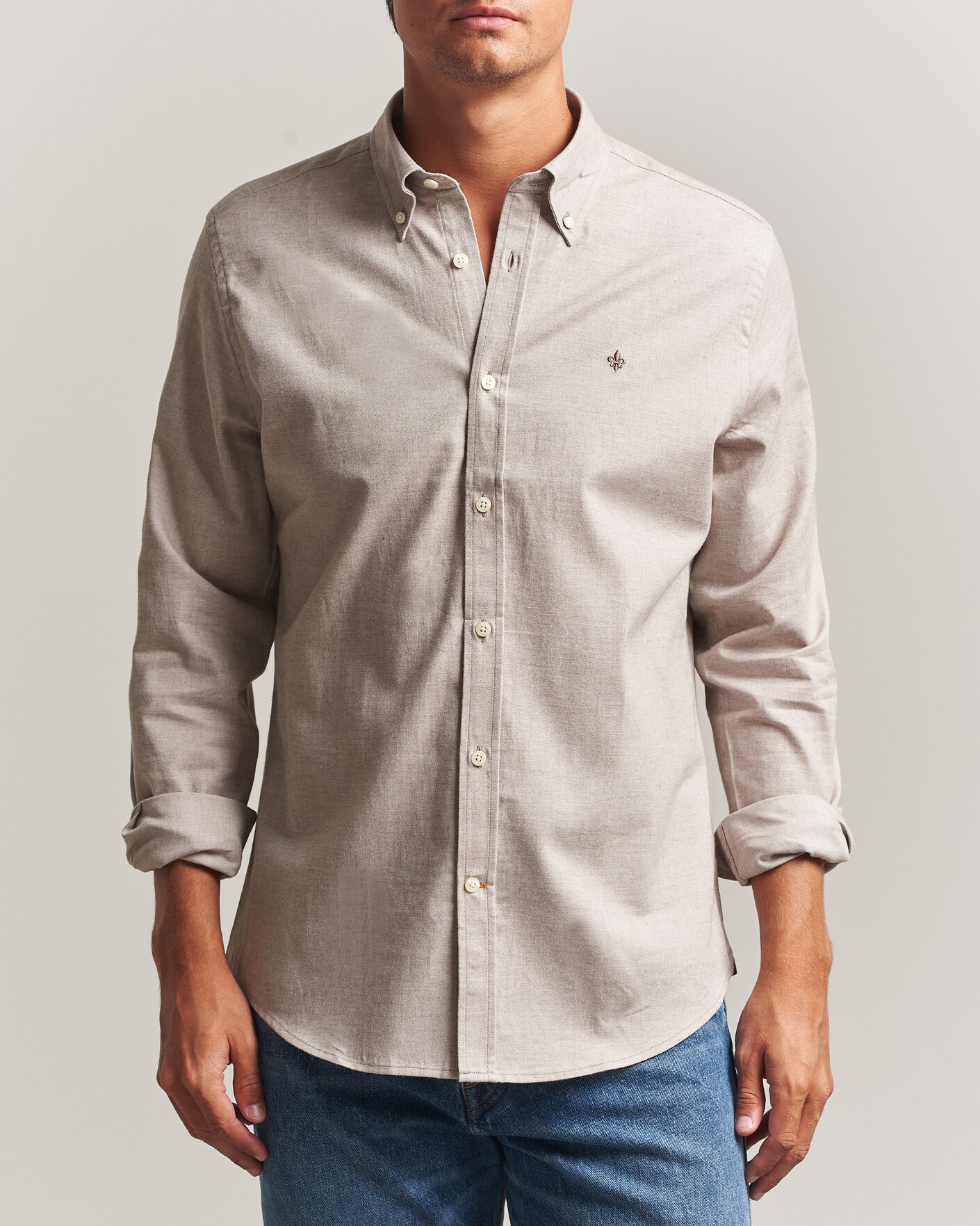 Uomini | Camicie | Morris | Watts Flannel Shirt Khaki