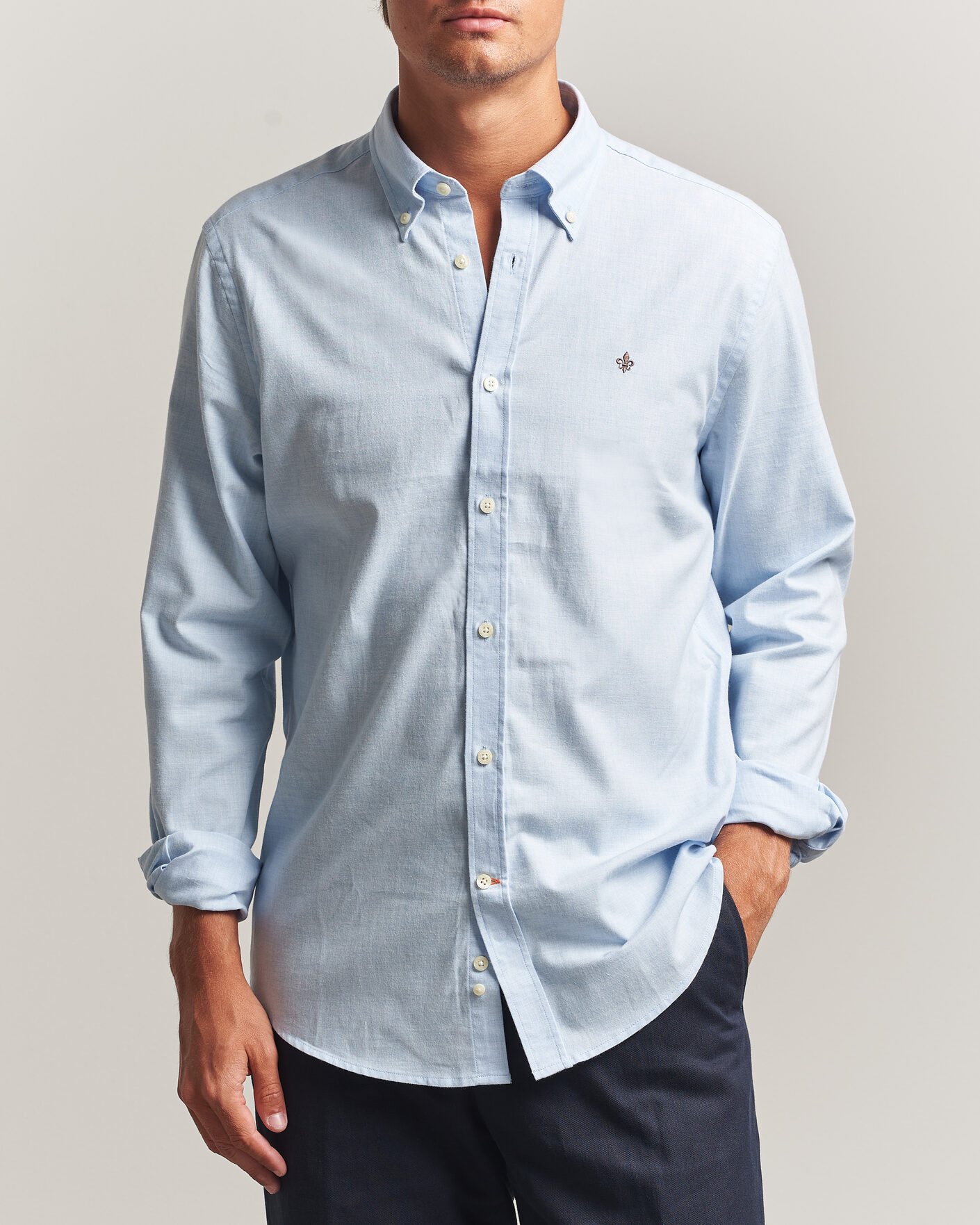 Uomini | Camicie | Morris | Watts Flannel Shirt Light Blue