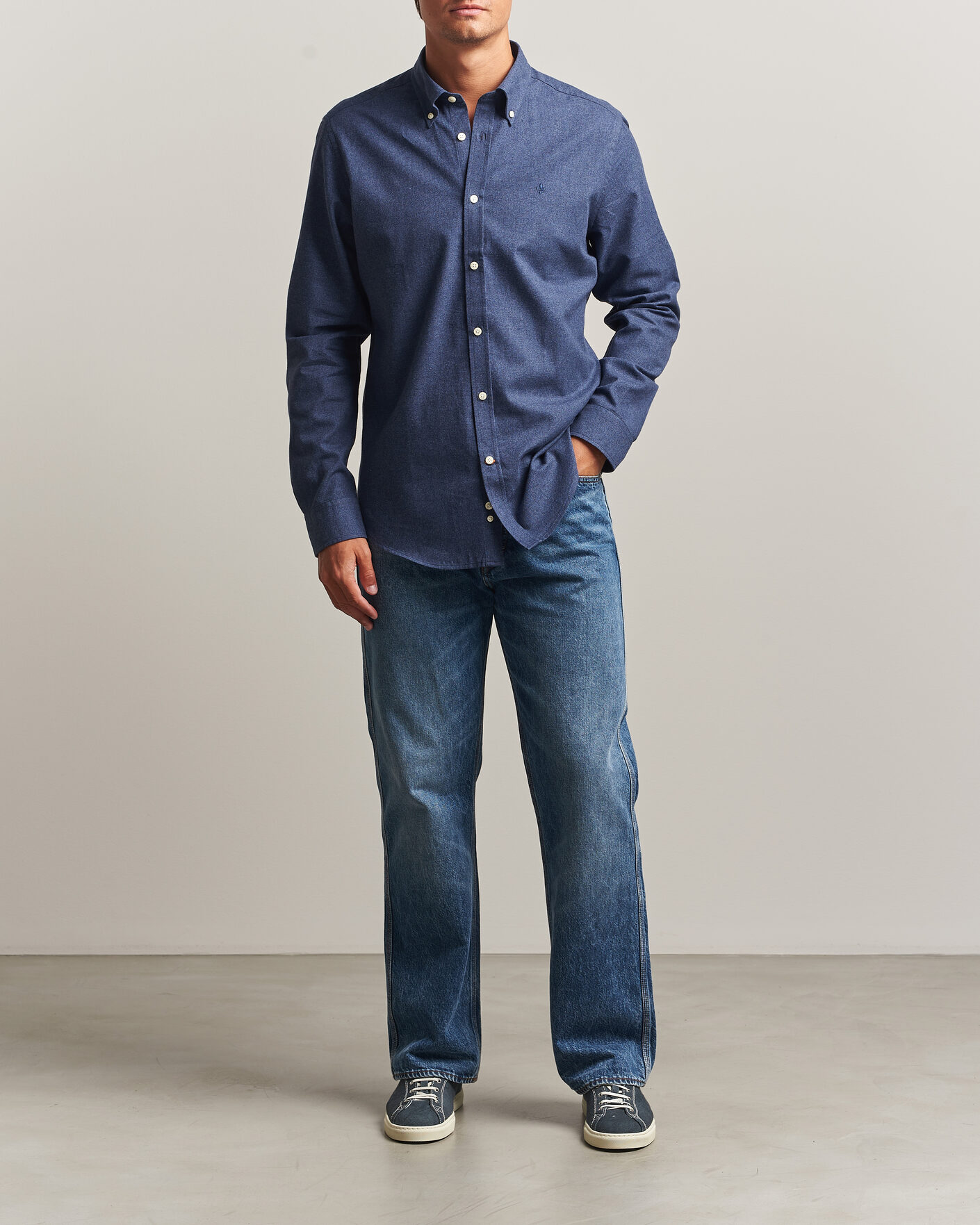 Uomini | Camicie | Morris | Watts Flannel Shirt Navy
