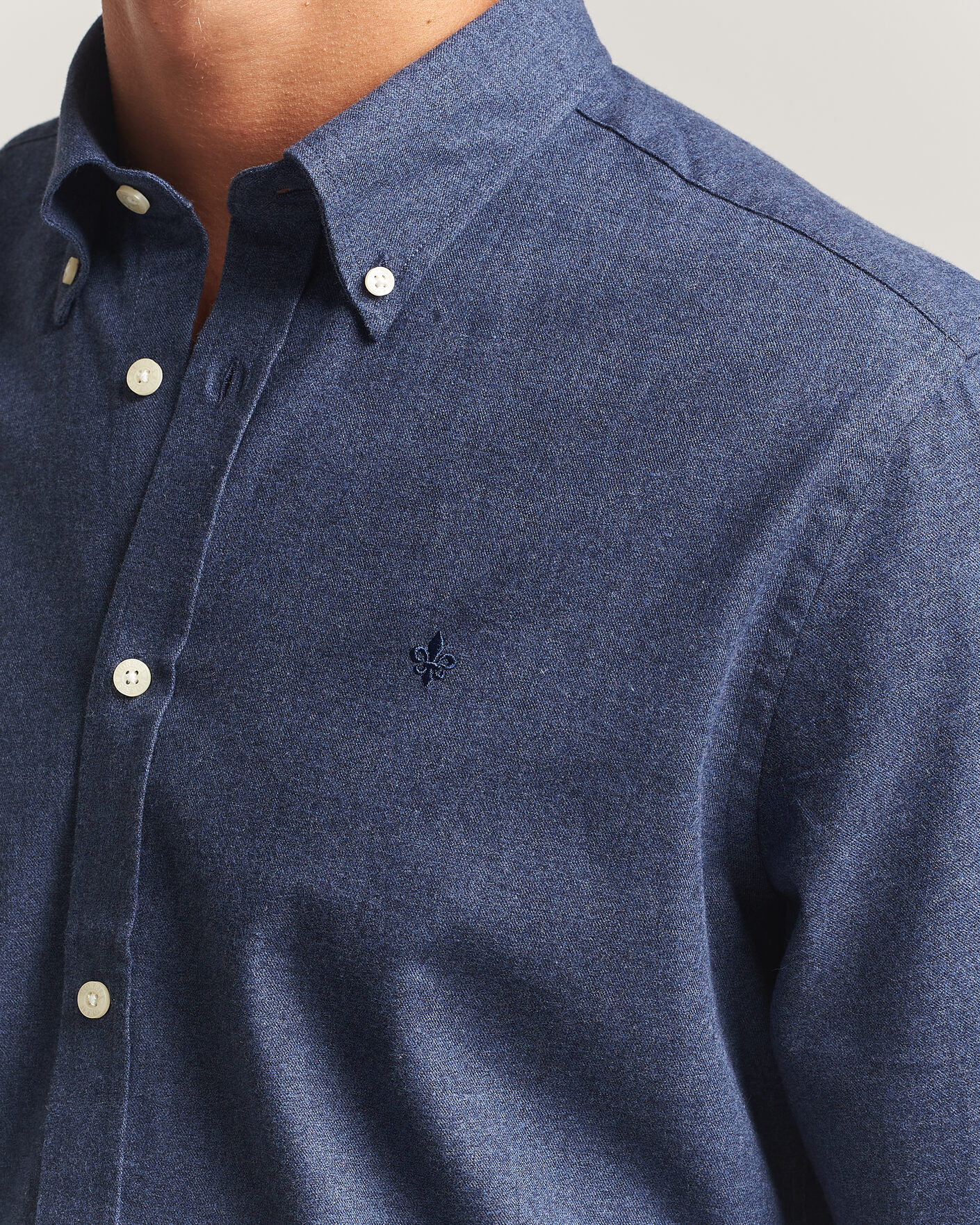 Uomini | Camicie | Morris | Watts Flannel Shirt Navy