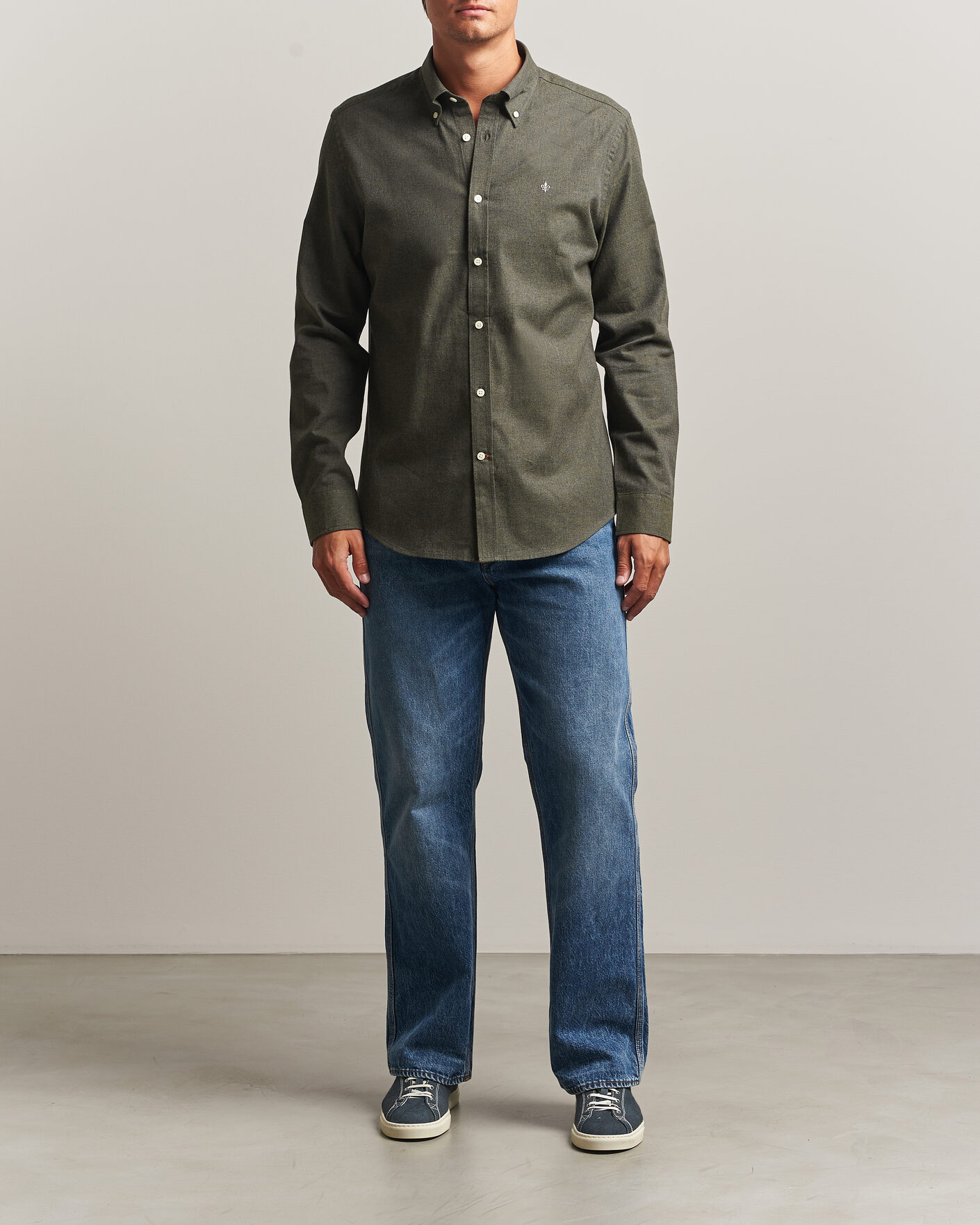 Uomini | Camicie | Morris | Watts Flannel Shirt Olive