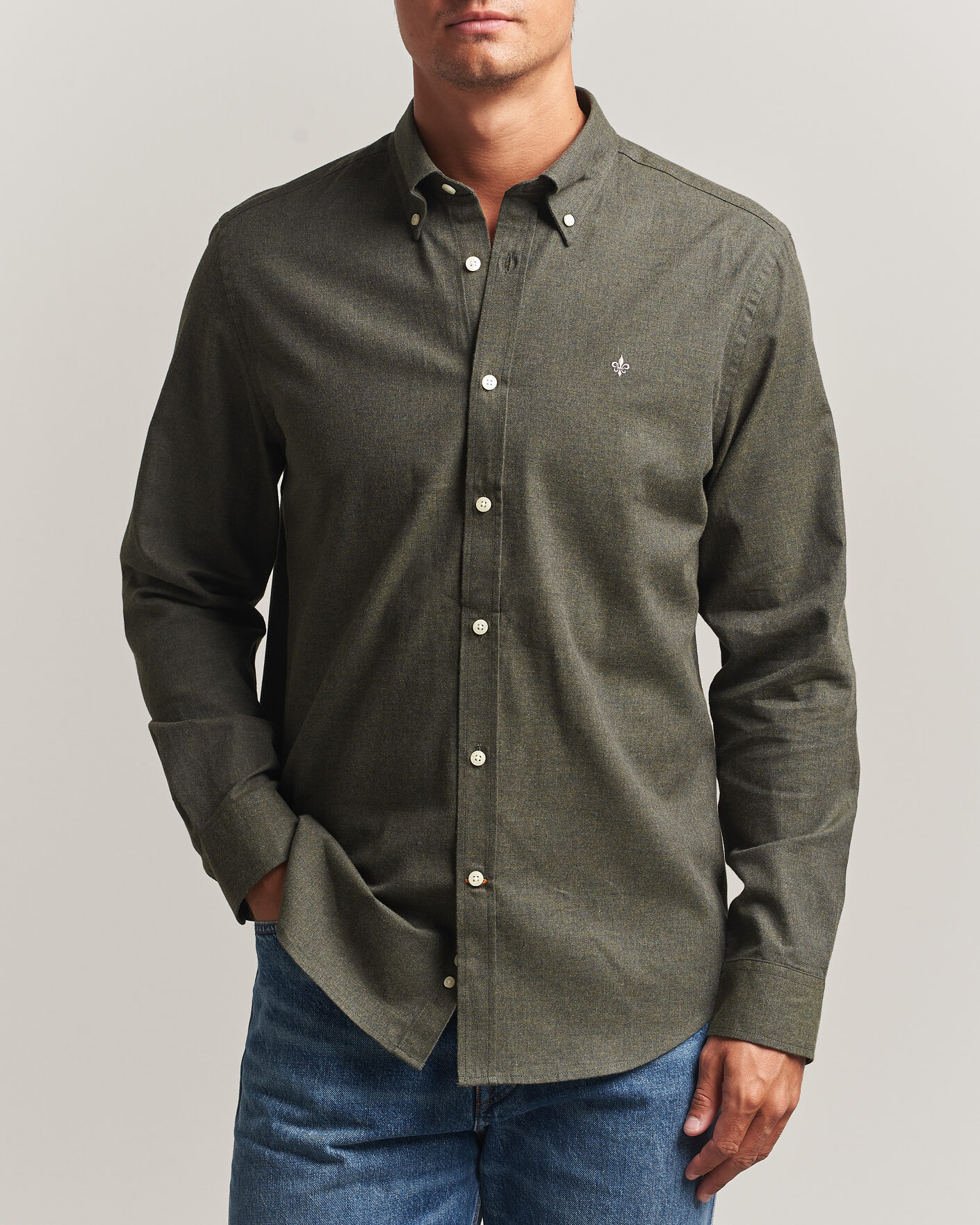 Uomini | Camicie | Morris | Watts Flannel Shirt Olive