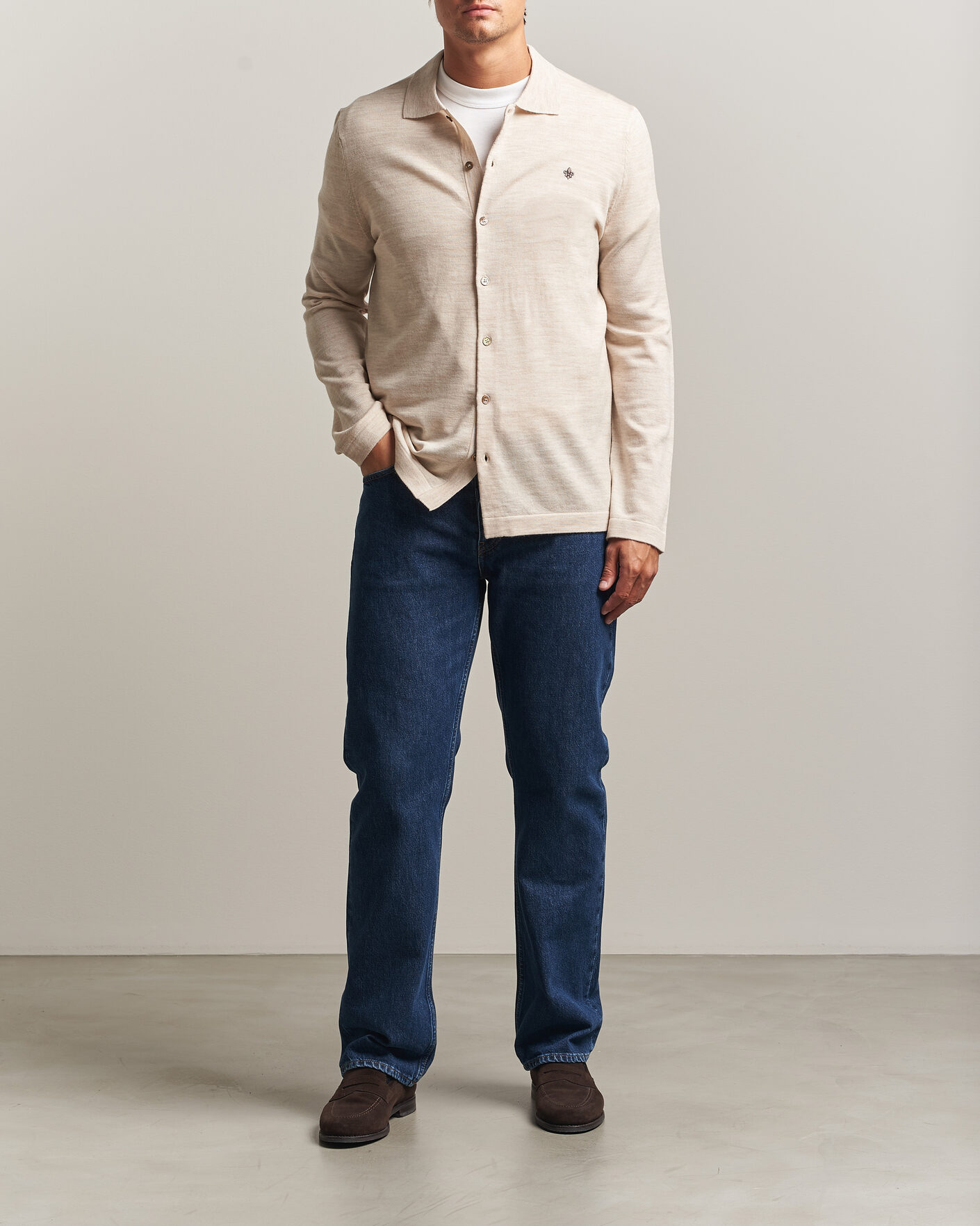 Uomini | Camicie | Morris | Merino Shirt Cardigan Off White