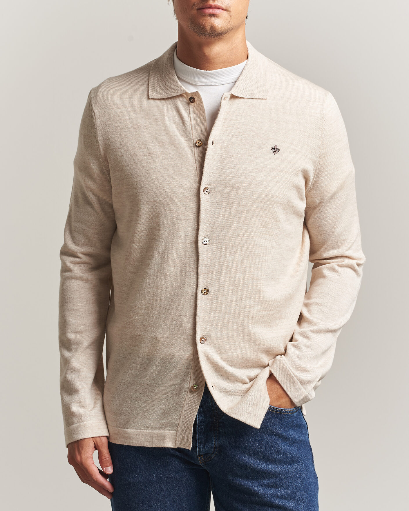 Uomini | Camicie | Morris | Merino Shirt Cardigan Off White