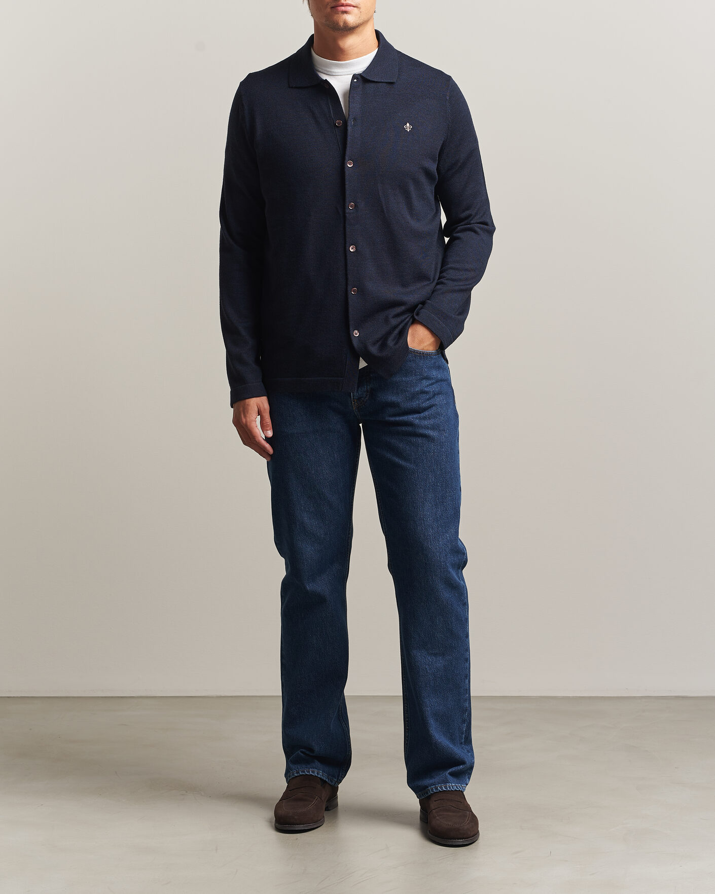 Uomini | Camicie | Morris | Merino Shirt Cardigan Navy