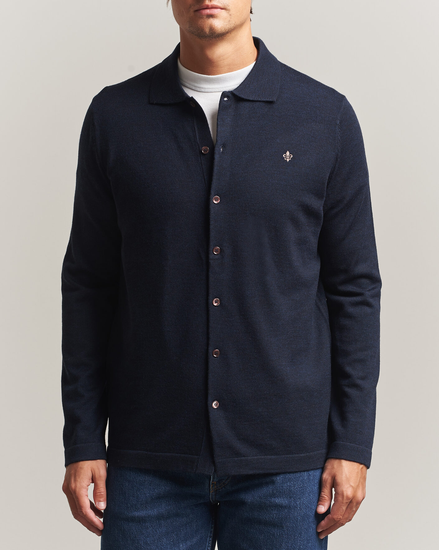 Uomini | Camicie | Morris | Merino Shirt Cardigan Navy