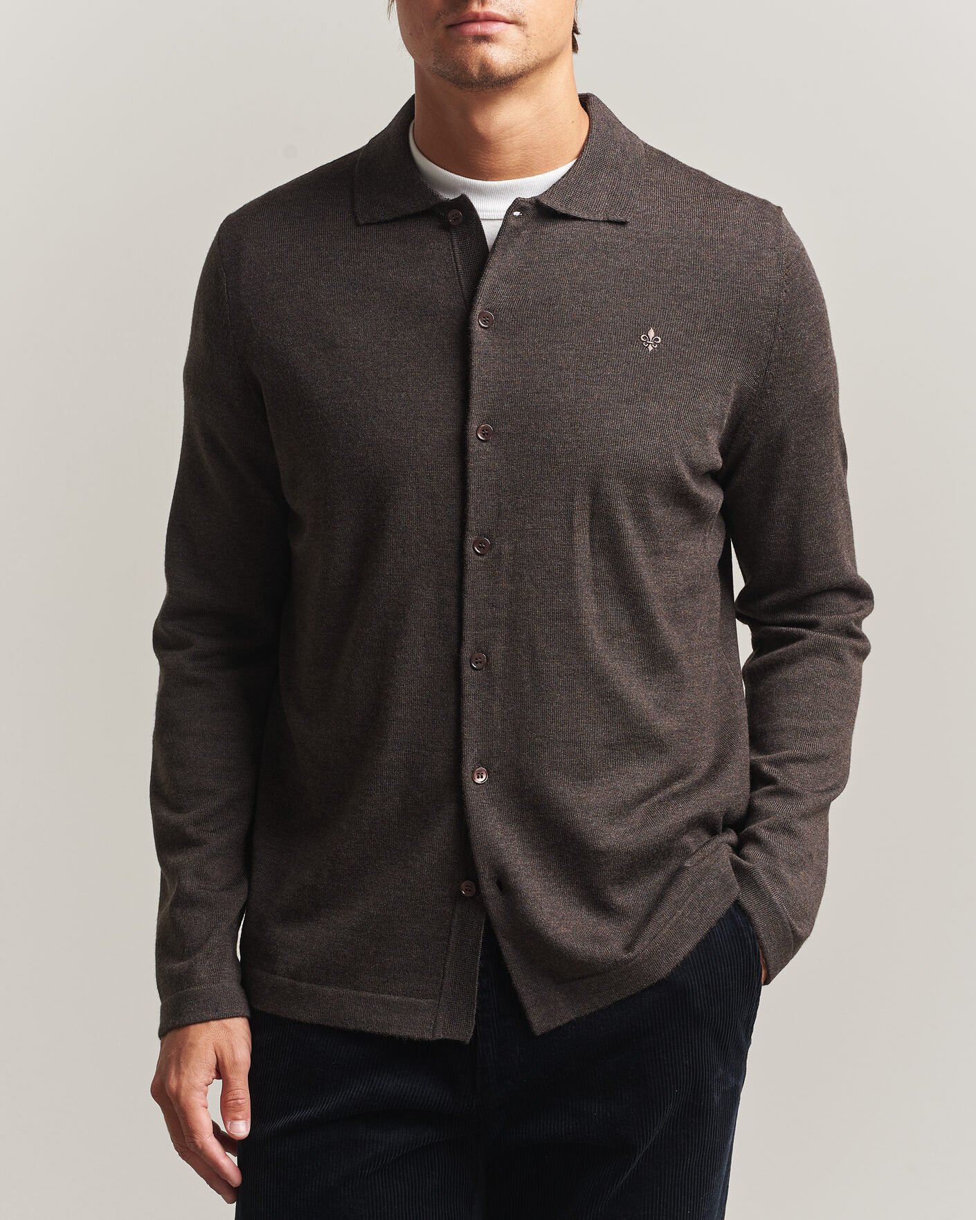 Uomini | Camicie | Morris | Merino Shirt Cardigan Brown