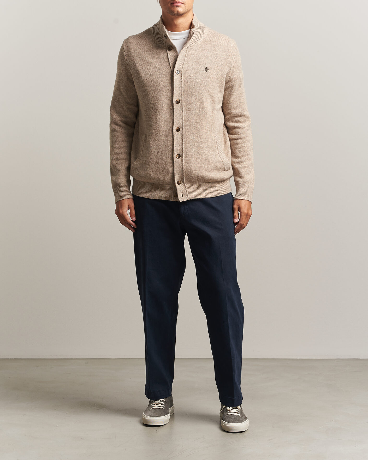 Uomini | Maglieria | Morris | Hertford Button Cardigan Khaki