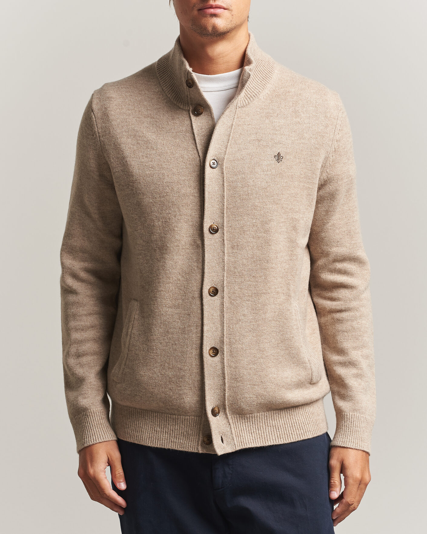 Uomini | Maglieria | Morris | Hertford Button Cardigan Khaki