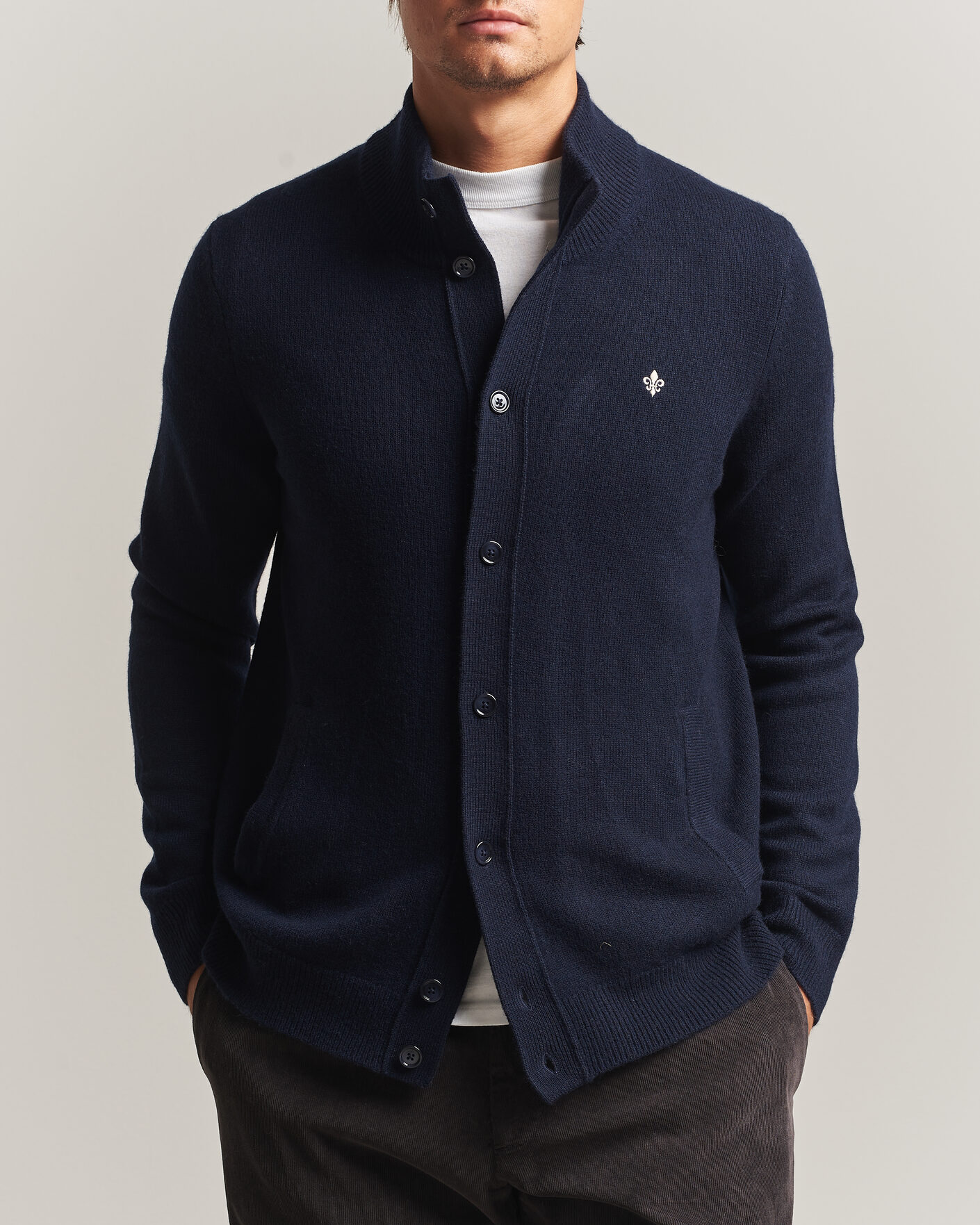 Uomini | Maglieria | Morris | Hertford Button Cardigan Navy