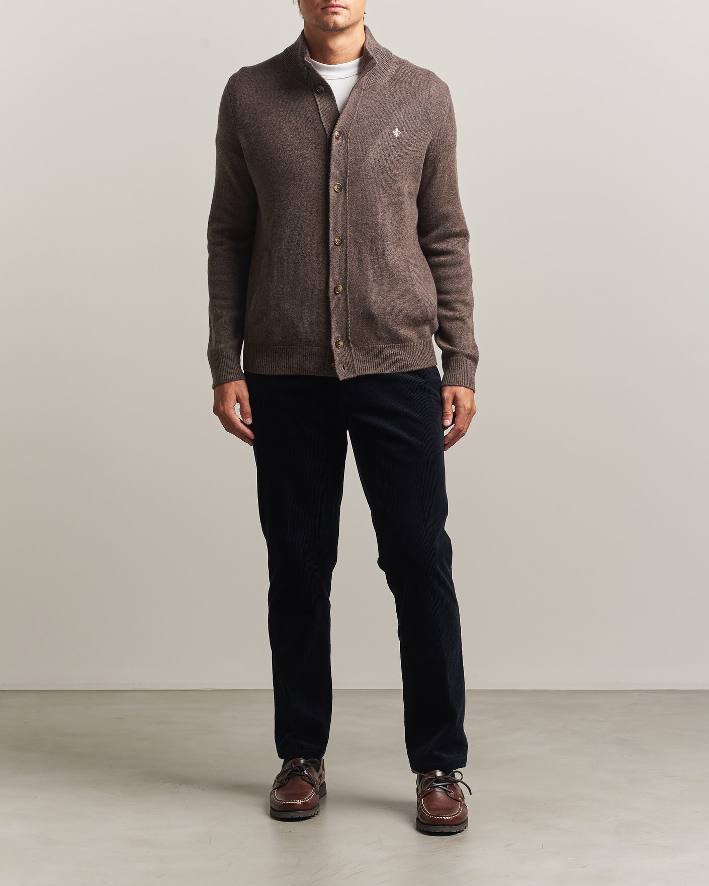 Uomini | Maglieria | Morris | Hertford Button Cardigan Brown
