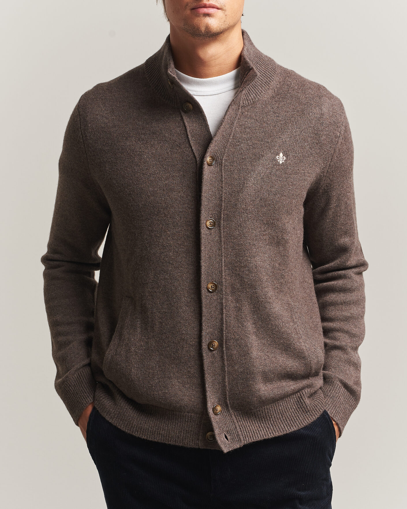 Uomini | Maglieria | Morris | Hertford Button Cardigan Brown