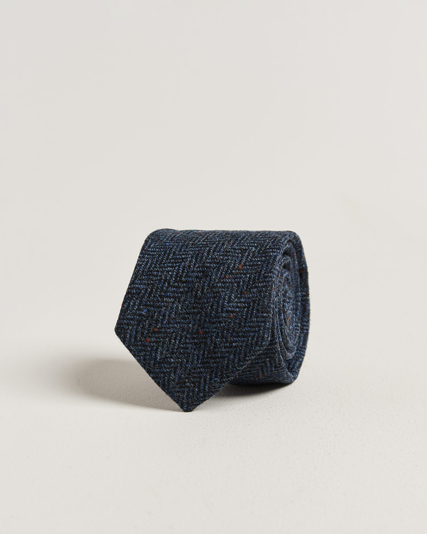 Uomini | Cravatte | Amanda Christensen | Wool Herringbone 8cm Tie Navy