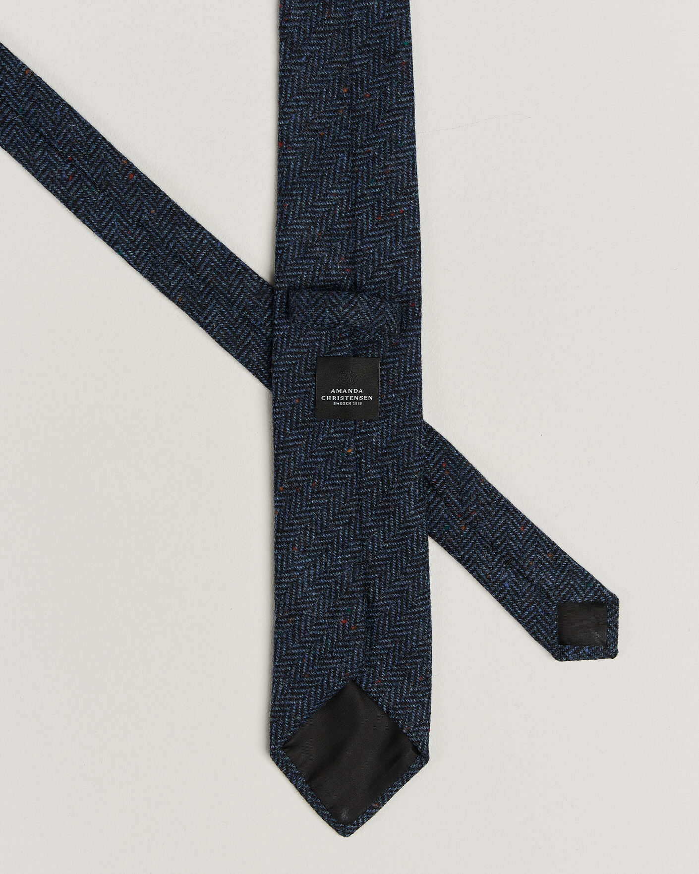 Uomini | Cravatte | Amanda Christensen | Wool Herringbone 8cm Tie Navy