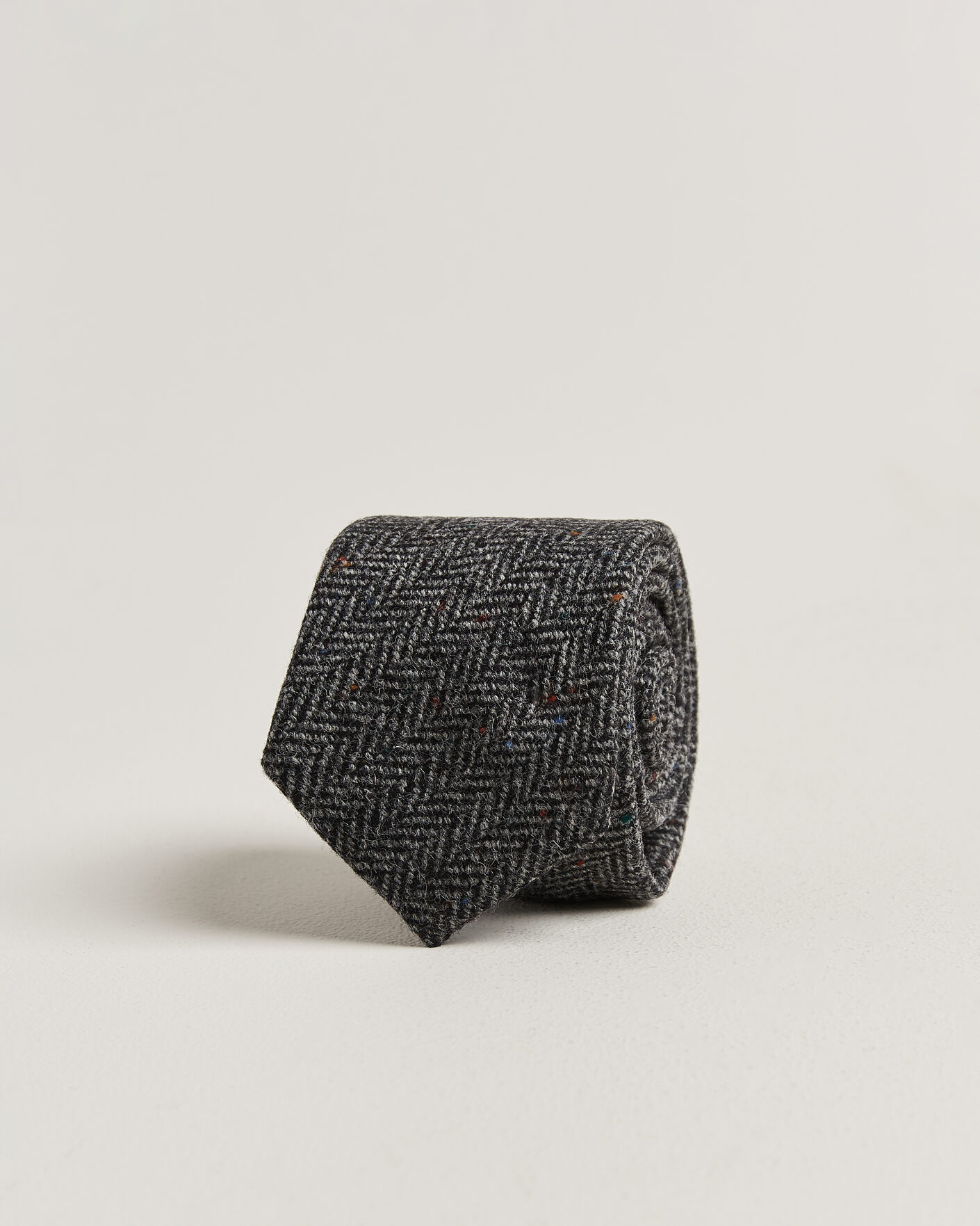 Uomini | Cravatte | Amanda Christensen | Wool Herringbone 8cm Tie Grey