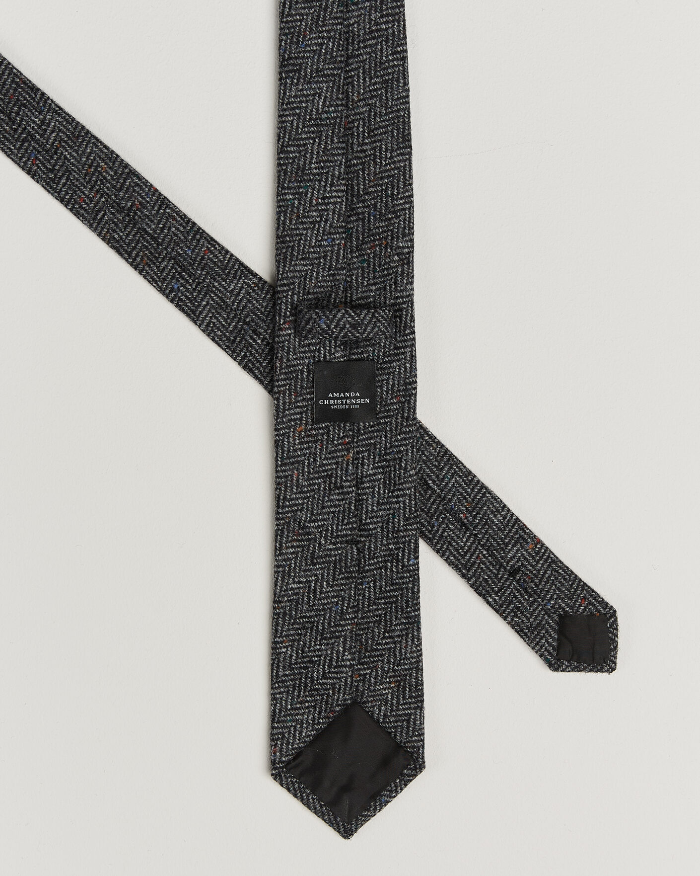 Uomini | Cravatte | Amanda Christensen | Wool Herringbone 8cm Tie Grey