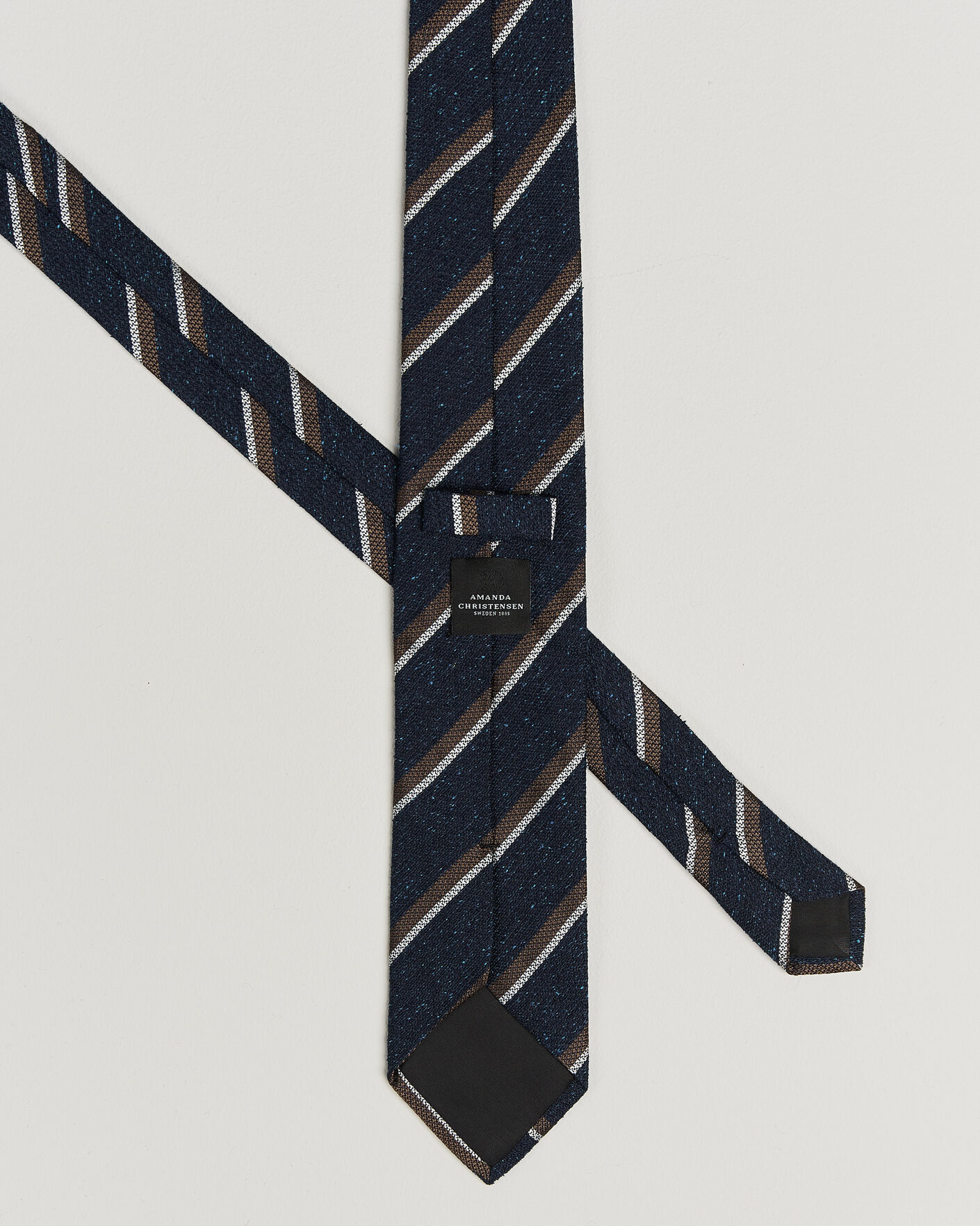Uomini | Cravatte | Amanda Christensen | Silk Bourette Striped 8cm Tie Navy