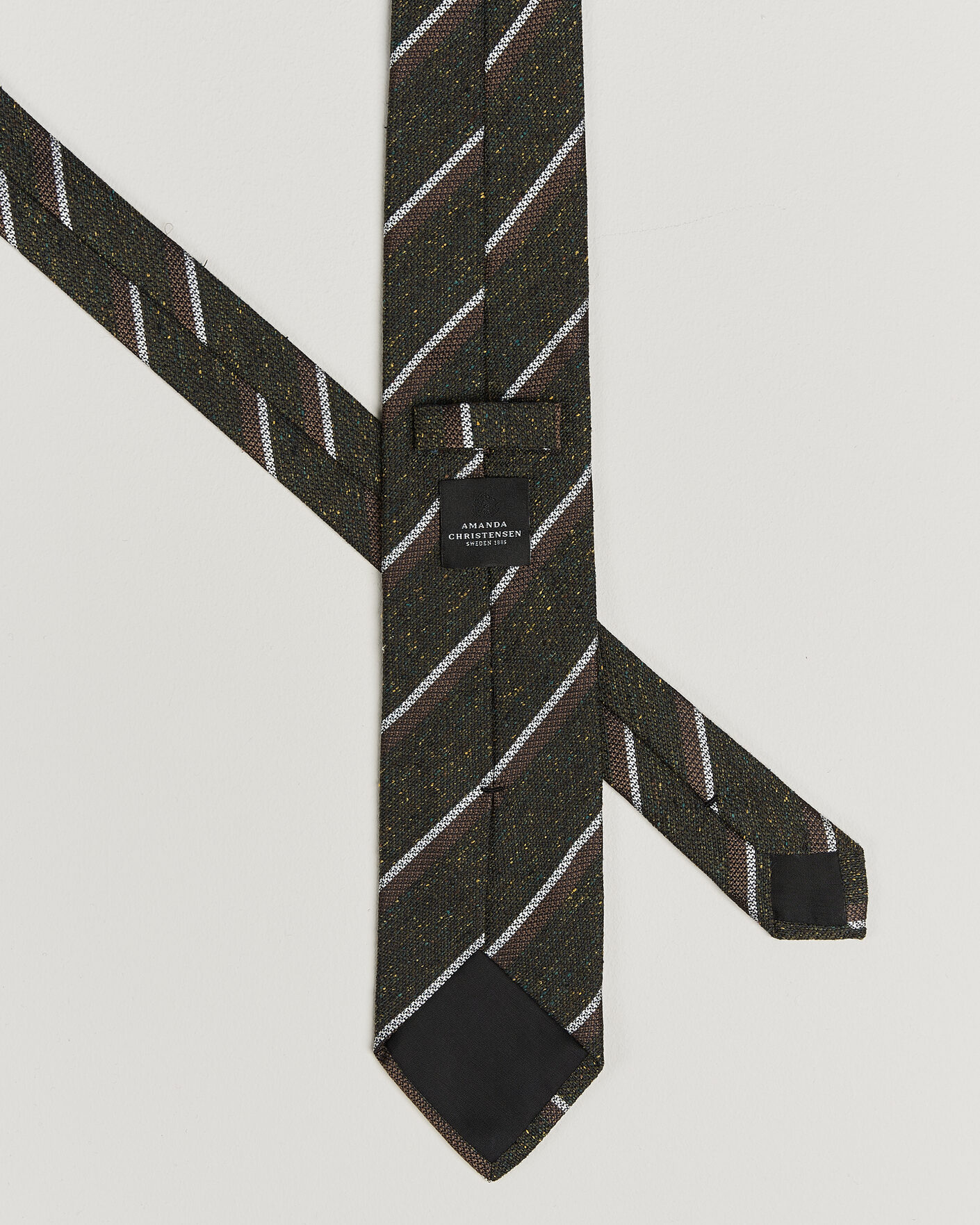 Uomini | Cravatte | Amanda Christensen | Silk Bourette Striped 8cm Tie Green