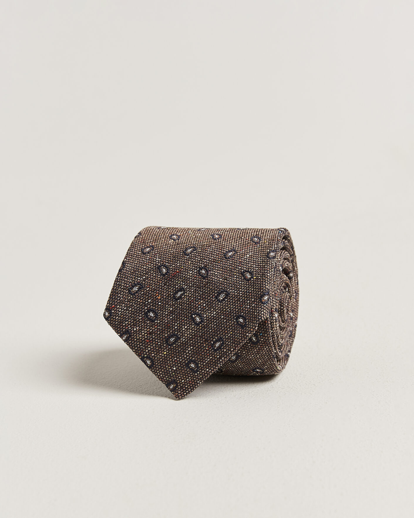 Uomini | Cravatte | Amanda Christensen | Silk Bourette Paisley 8cm Tie Brown