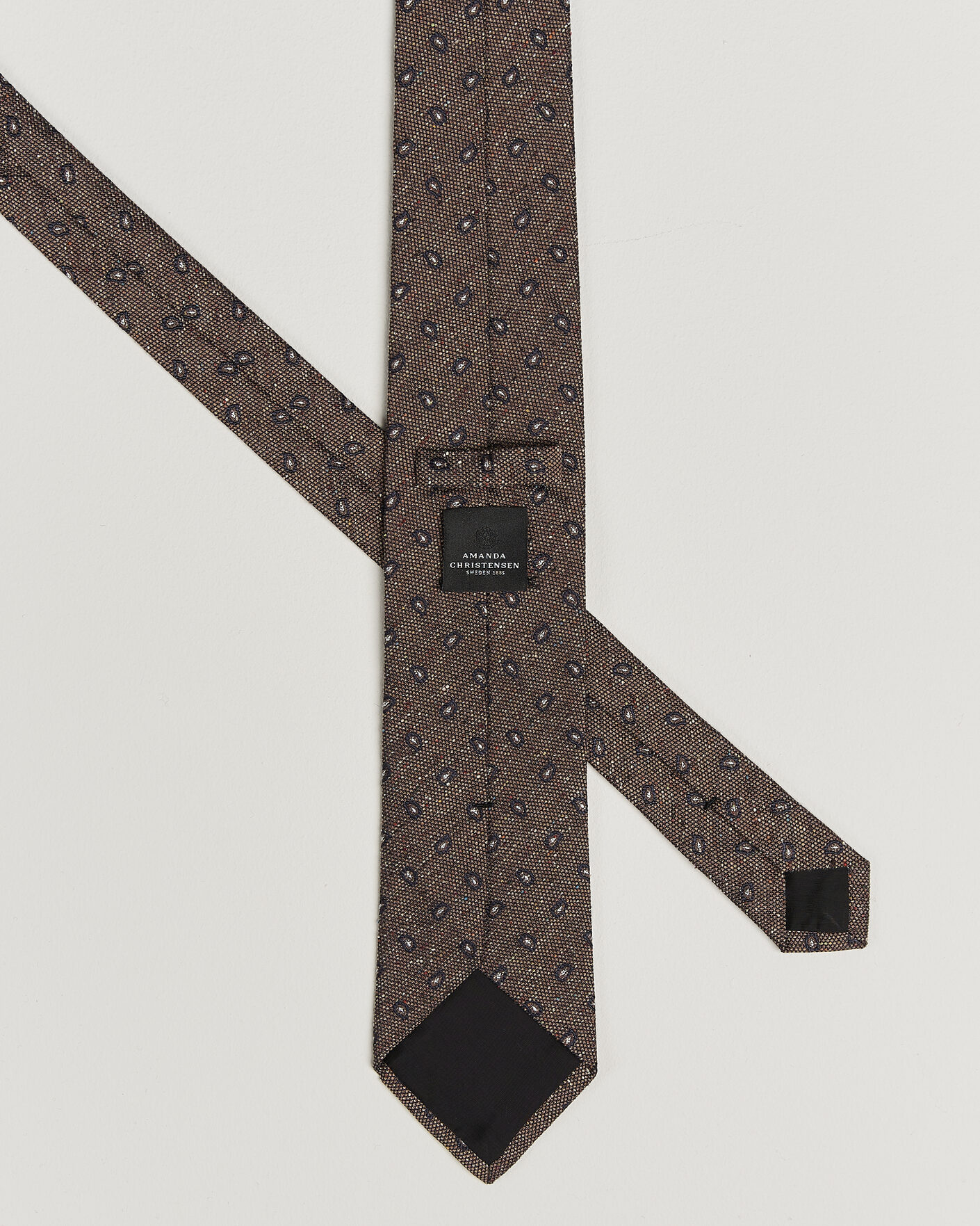 Uomini | Cravatte | Amanda Christensen | Silk Bourette Paisley 8cm Tie Brown
