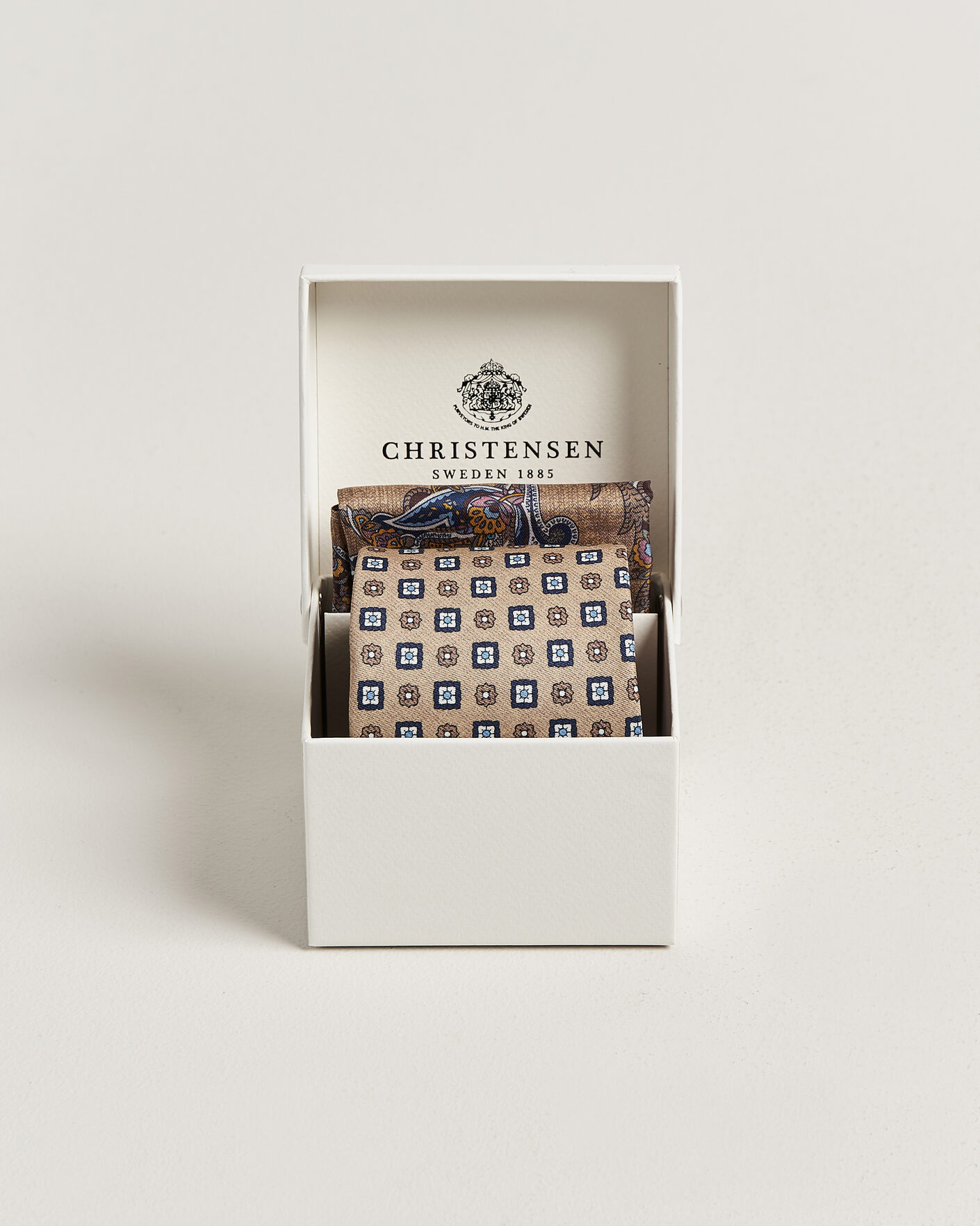 Uomini | Cravatte | Amanda Christensen | Box Set Silk 8 cm Tie And Pocket Square Beige