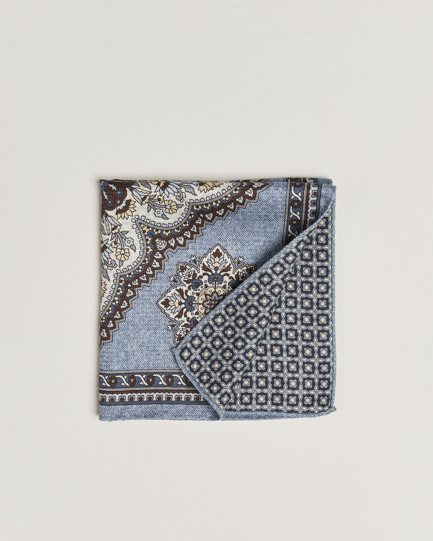 Uomini | Fazzoletti da taschino | Amanda Christensen | Silk Schappe Doublefaced Pocket Square Blue