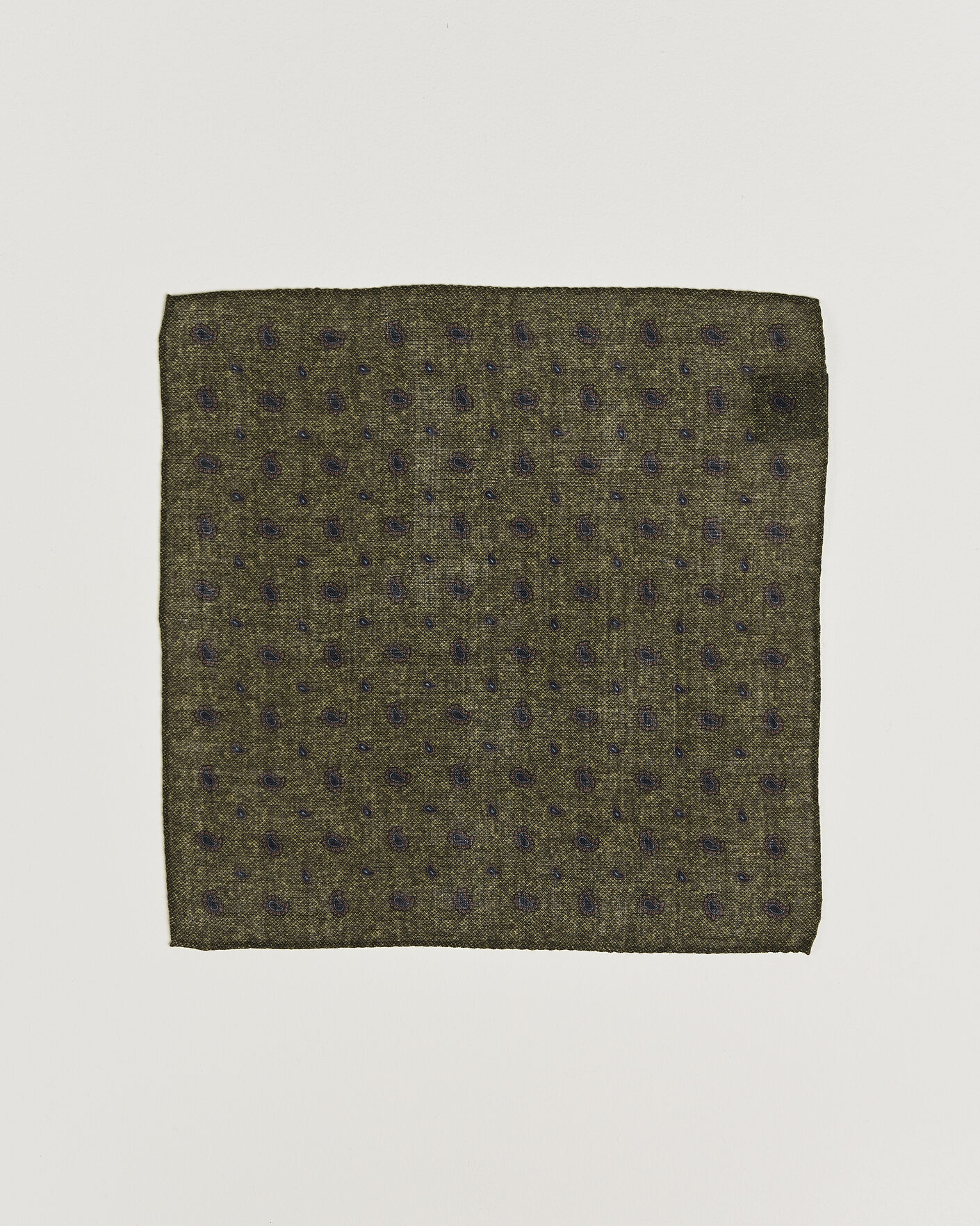 Uomini | Fazzoletti da taschino | Amanda Christensen | Wool Paisley Pocket Square Green