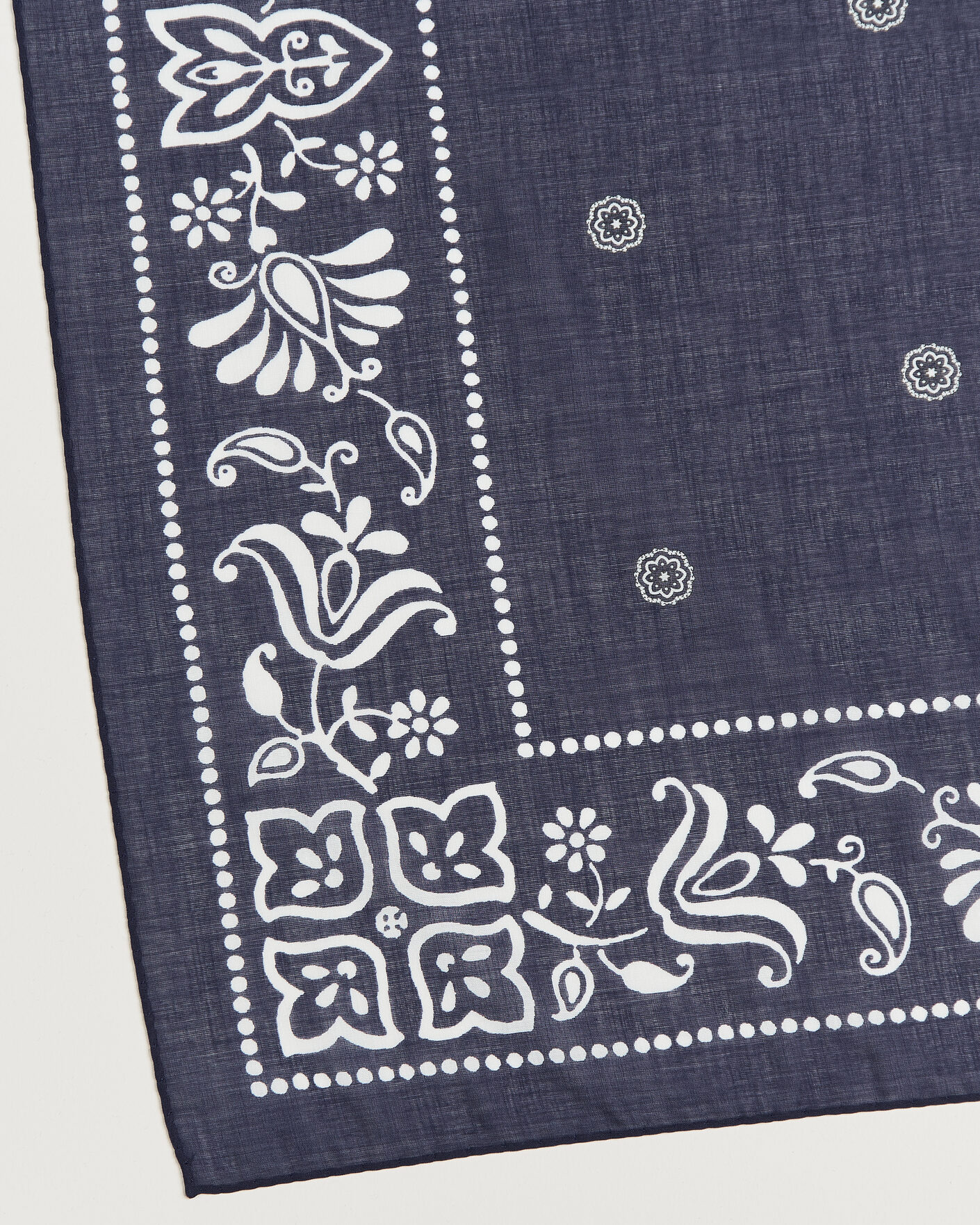 Uomini | Sciarpe | Amanda Christensen | Cotton Voile Printed Flower Bandana Navy
